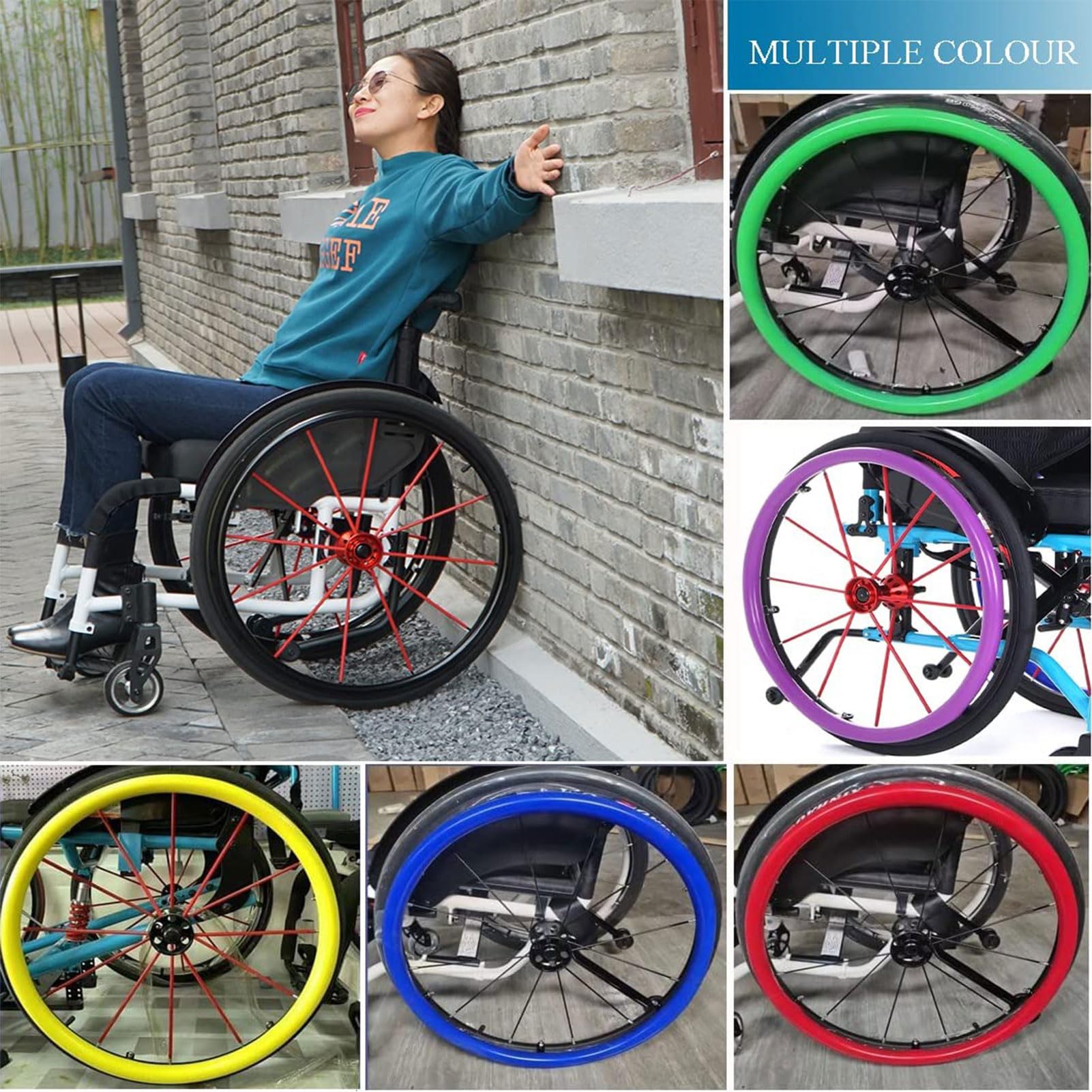 Funda para silla de ruedas, cubierta de silicona antideslizante para ruedas de 22/24 pulgadas, diseño resistente al desgaste para un mejor agarre y tracción, 1 par
