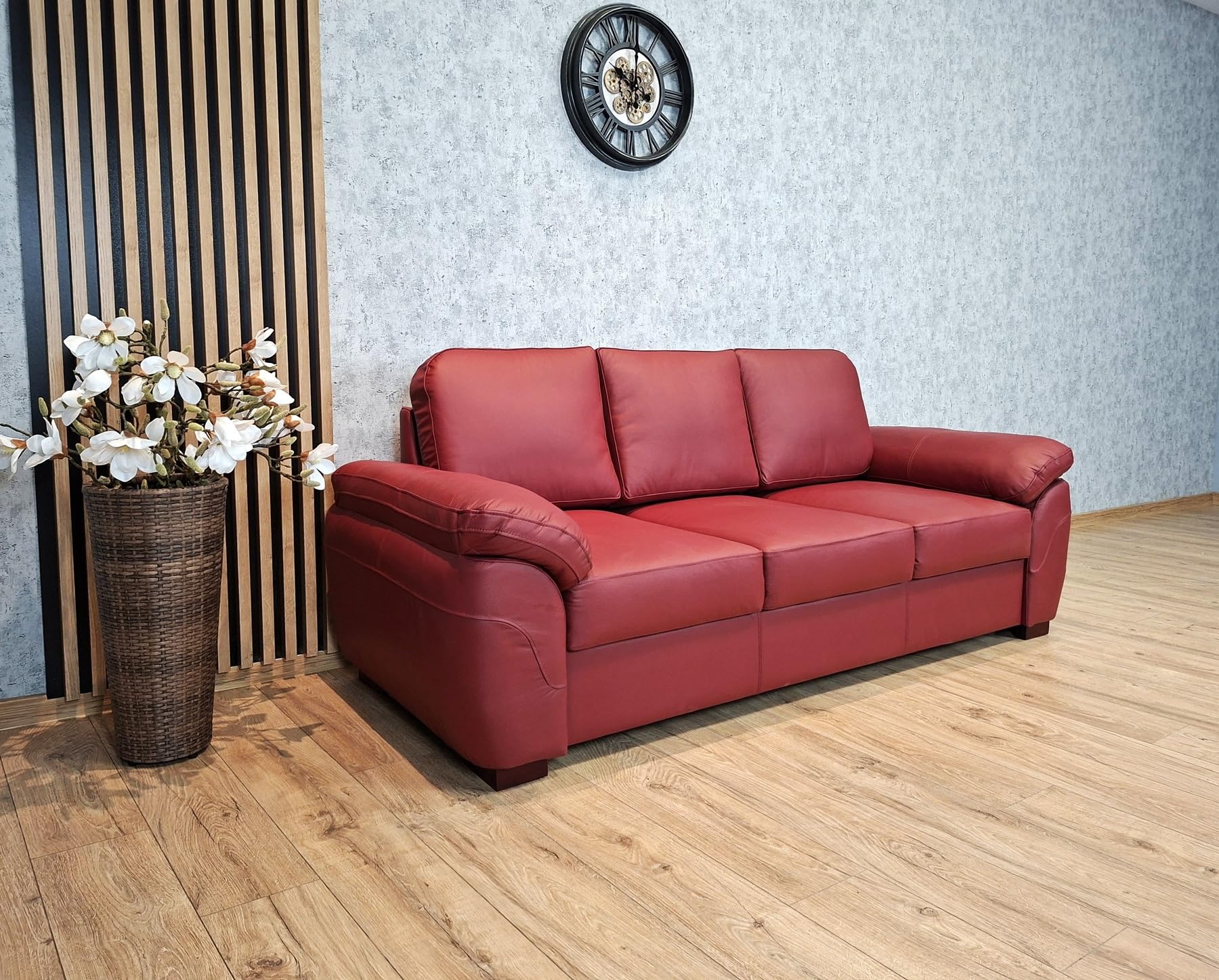 Comodo divano Oxford in pelle naturale italiana, 100% vera pelle, ampia scelta di colori (larghezza 230 cm)