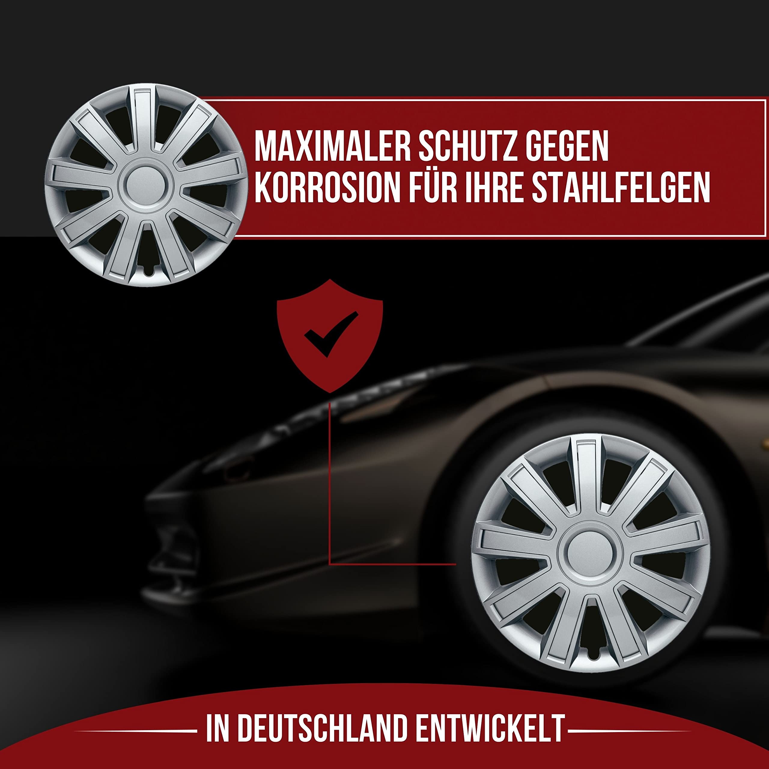 Albrecht Arrow Nylon Lux Radkappen 15 Zoll Silber 4er-Set für Stahlfelgen | Schlagzäher ABS-Kunststoff · Witterungs- & UV-beständig · Werkzeuglose Clip-Montage · Made in EU · Markenqualität