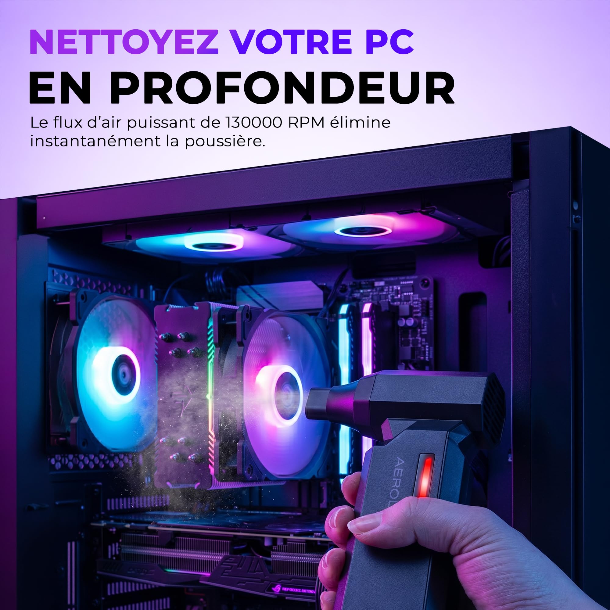 Souffleur Air Comprimé Électrique Sans Fil Puissant 130000 RPM – Soufflette 8000 mAh, 5 Vitesses, Nettoyage PC Clavier Maison