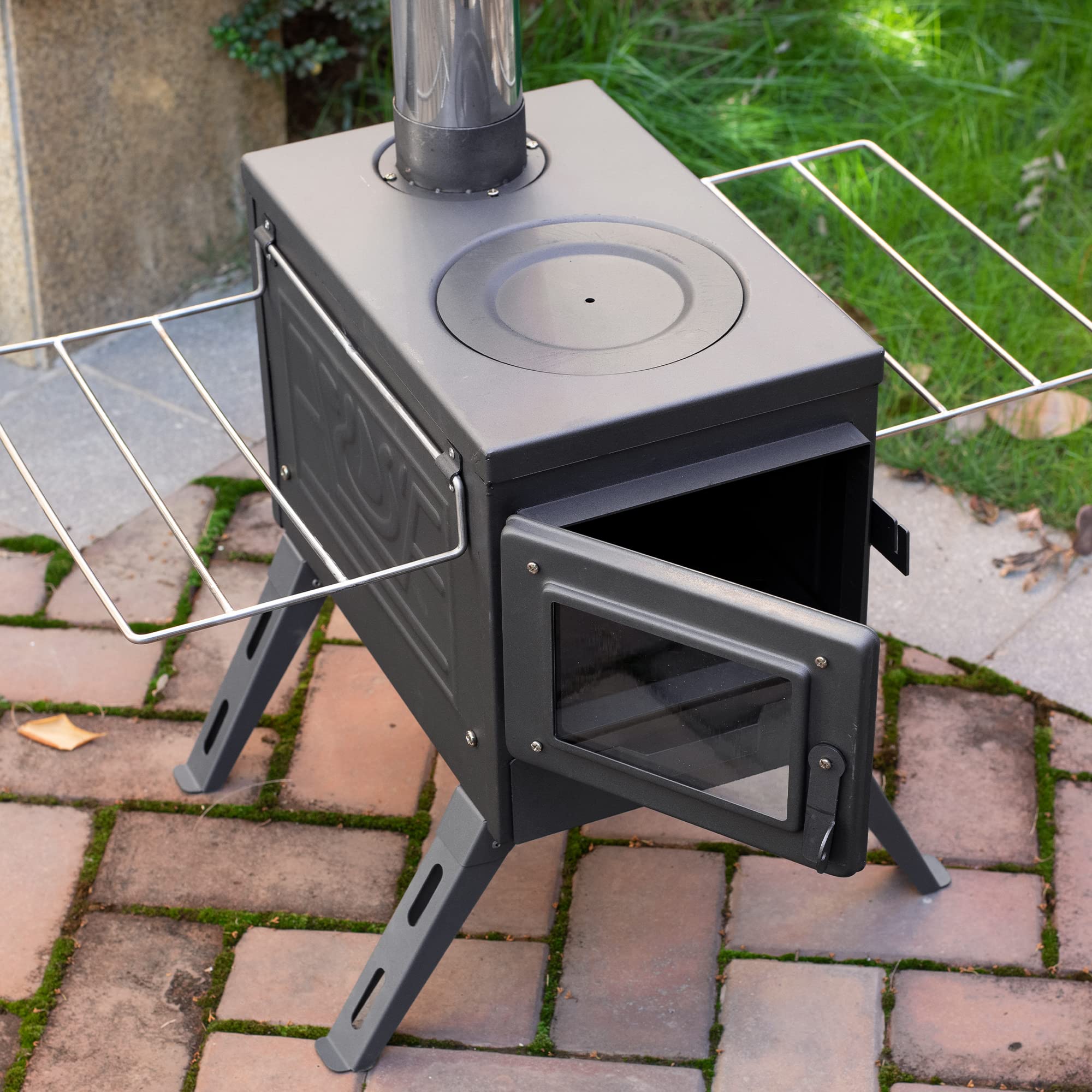 Fltom Camp Wood Stove, Tent Stove with 1600 Cubic Inch Large Firebox