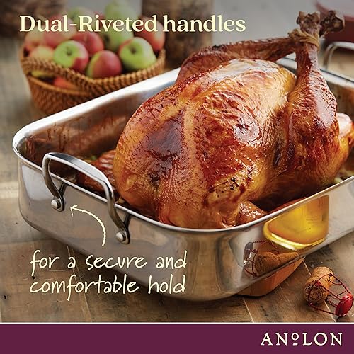 Miniatura 10 de Anolon Triply Clad - Asador de acero inoxidable con estante, 17 x 12.5 pulgadas, color plateado