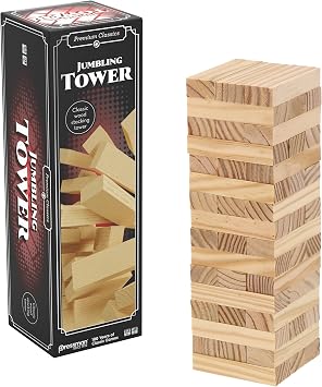 Goliath - Jumbling Tower, Wooden Stacking Tower, Wooden Board Game for Children from 6 Years, Educational Skill and Strategy Game, 48 Blocks, Suitable for 1 or More Players