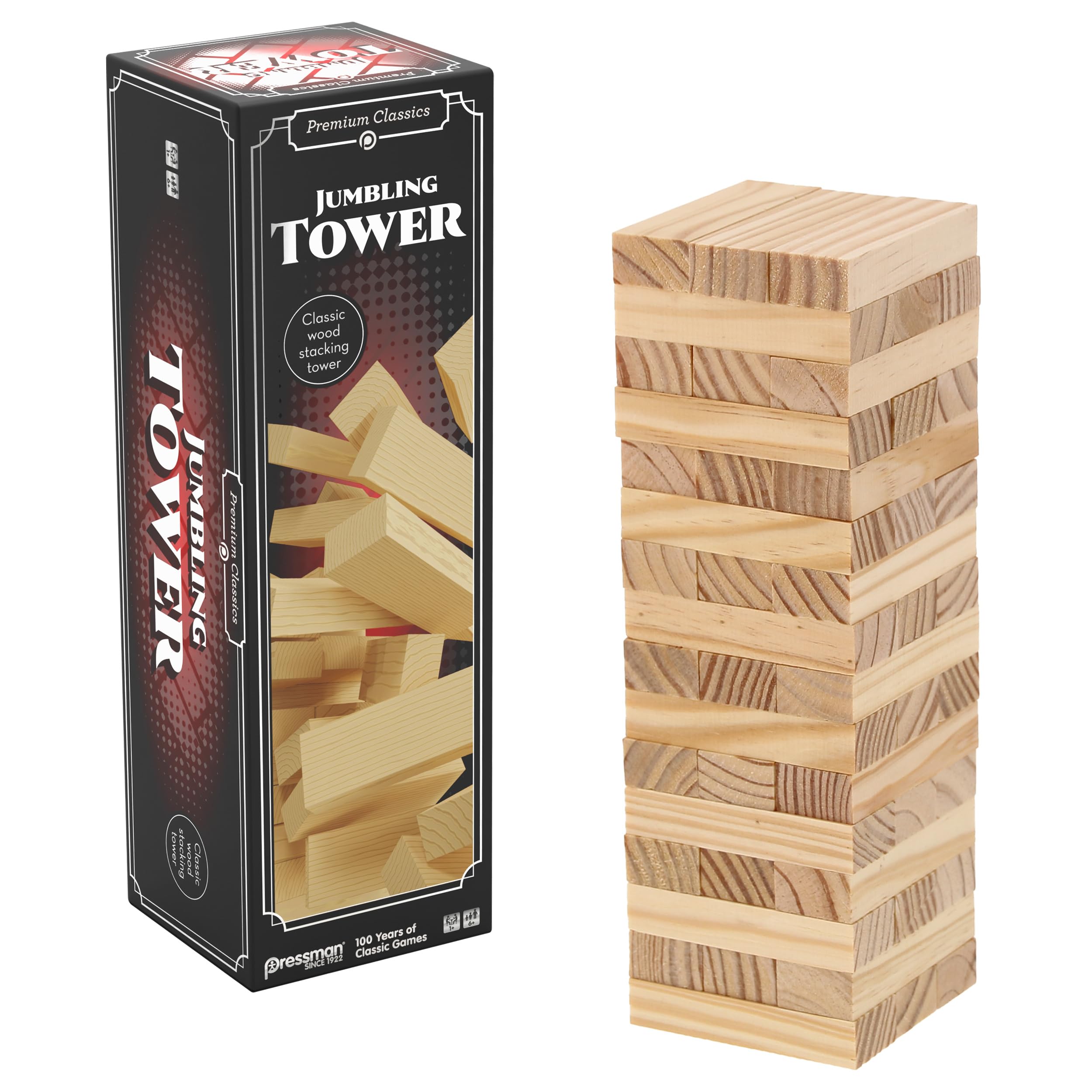 Goliath - Jumbling Tower, Wooden Stacking Tower, Wooden Board Game for Children from 6 Years, Educational Skill and Strategy Game, 48 Blocks, Suitable for 1 or More Players