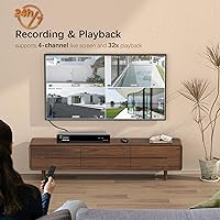 Vista 5 de TIGERSECU Grabador de seguridad DVR híbrido 4 en 1 de 4 canales Super HD 1080P con disco duro de 1 TB, para cámaras TVI/AHD/CVI/analógicas de 2MP