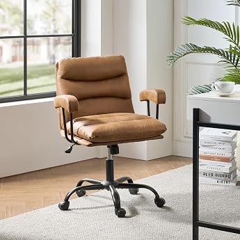 HULALA HOME Ergonomischer B&uuml;rostuhl mit Verstellbarer H&ouml;he 360-Grad Drehfunktion und Metallf&uuml;&szlig;en Moderner Kunstleder Schreibt