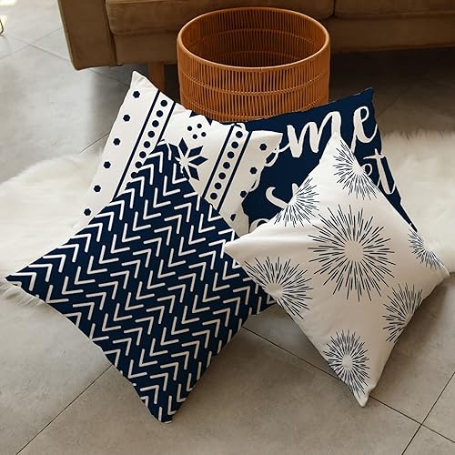 Miniatura 9 de GUHOO Juego de 4 fundas de almohada geométricas rojas de 18 x 18 pulgadas, fundas de almohada decorativas para sofá dormitorio, funda de almohada de