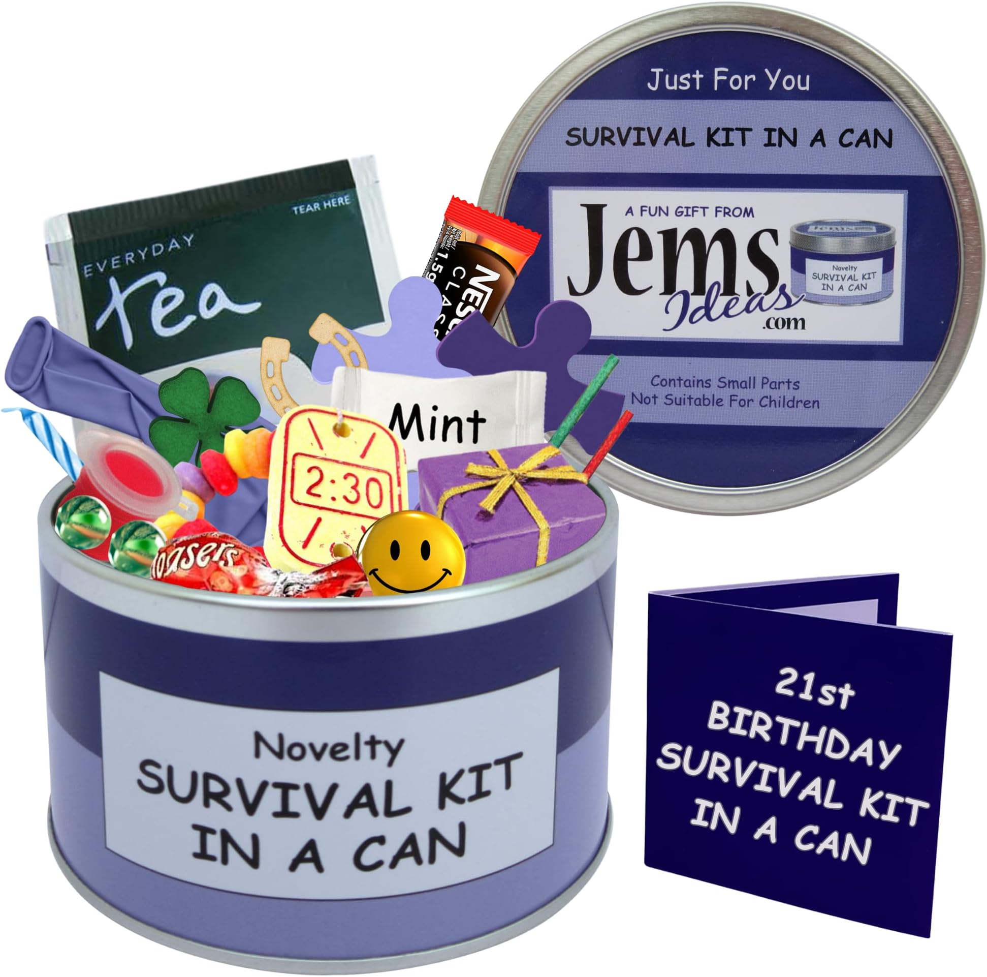 21st Birthday Survival Kit In A Can Gift - Novelty Funny Happy 21st Birthday gifts for Men & Women Male & Female. Humorous Fun 21st Gift Set Present (Purple/Lilac)