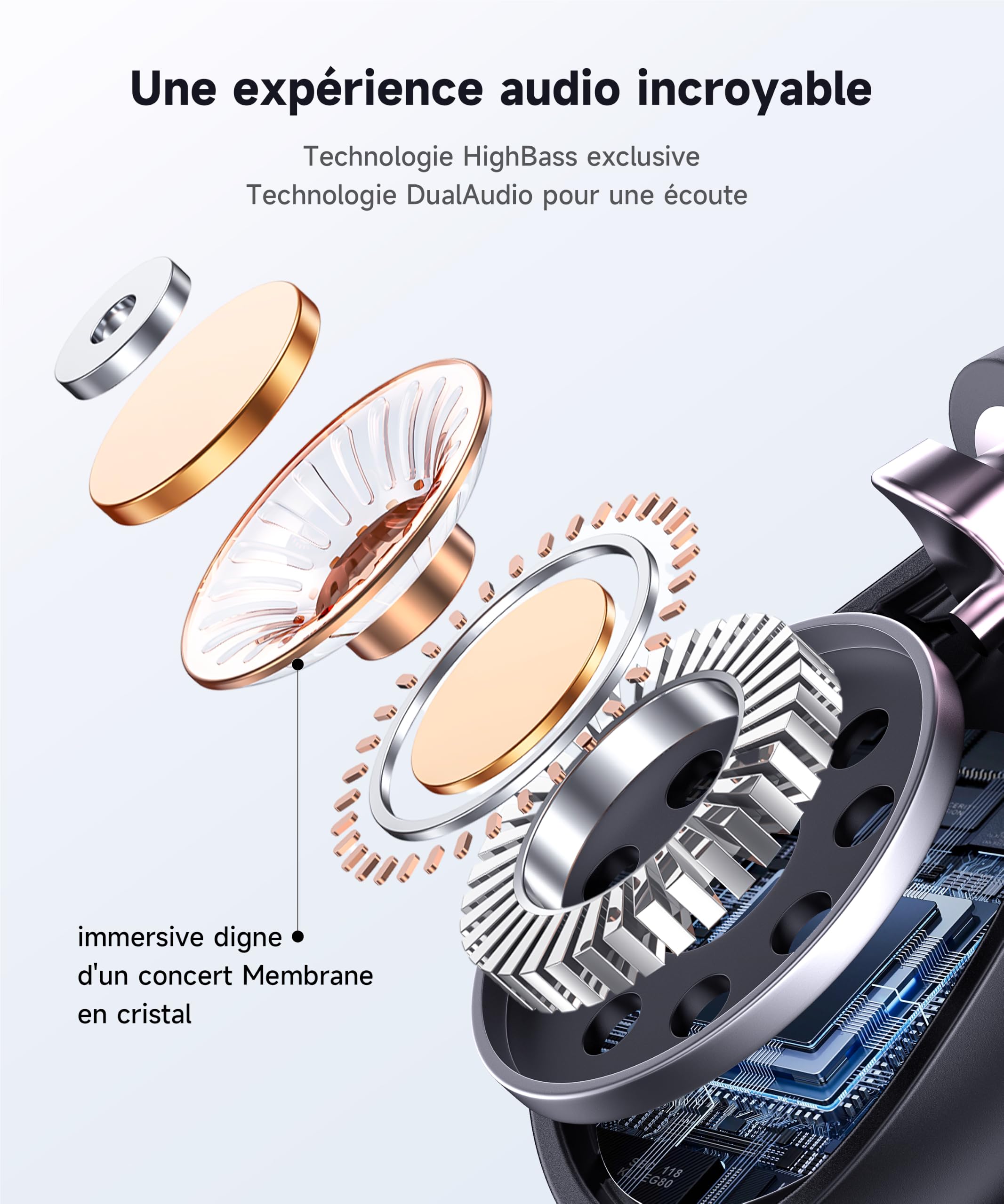 EUQQ Écouteurs Bluetooth sans Fil Sport Clip-on à Conduction Osseuse