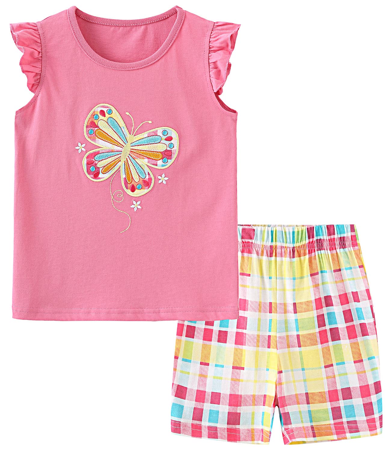 Bumeex Toddler Girls Summer Outfit Cotton Top and Shorts Clothing Set