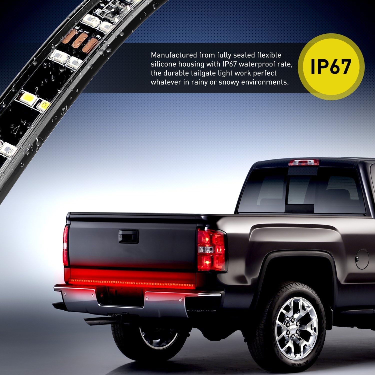Nilight 60 Inch Truck Tailgate Light Bar Double Row LED Flexible Strip Red Running Brake Turn Signal White Reverse Back Up Lighting Modes for Pick Up Truck SUV