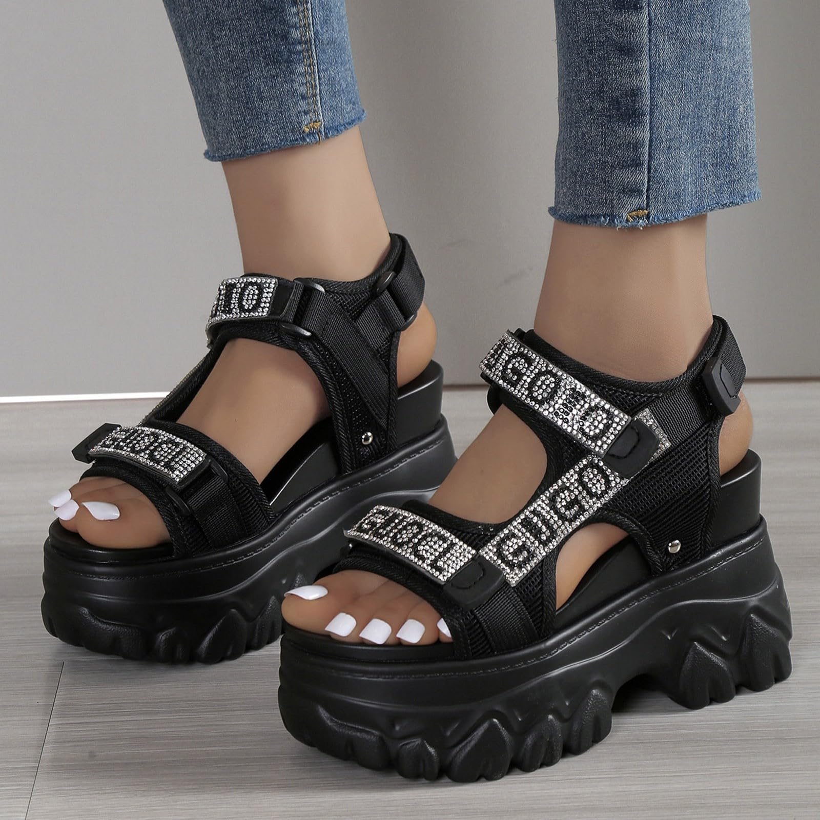Generico Sandali Con Cinturino Casual Donna Estive Eleganti Scarpe Da Torta Suola Spessa Tacchi Alti E 35 Sandalo Elegante Estivi Comodi Sandaletti Estate Trekking Comode Camminata Comodo