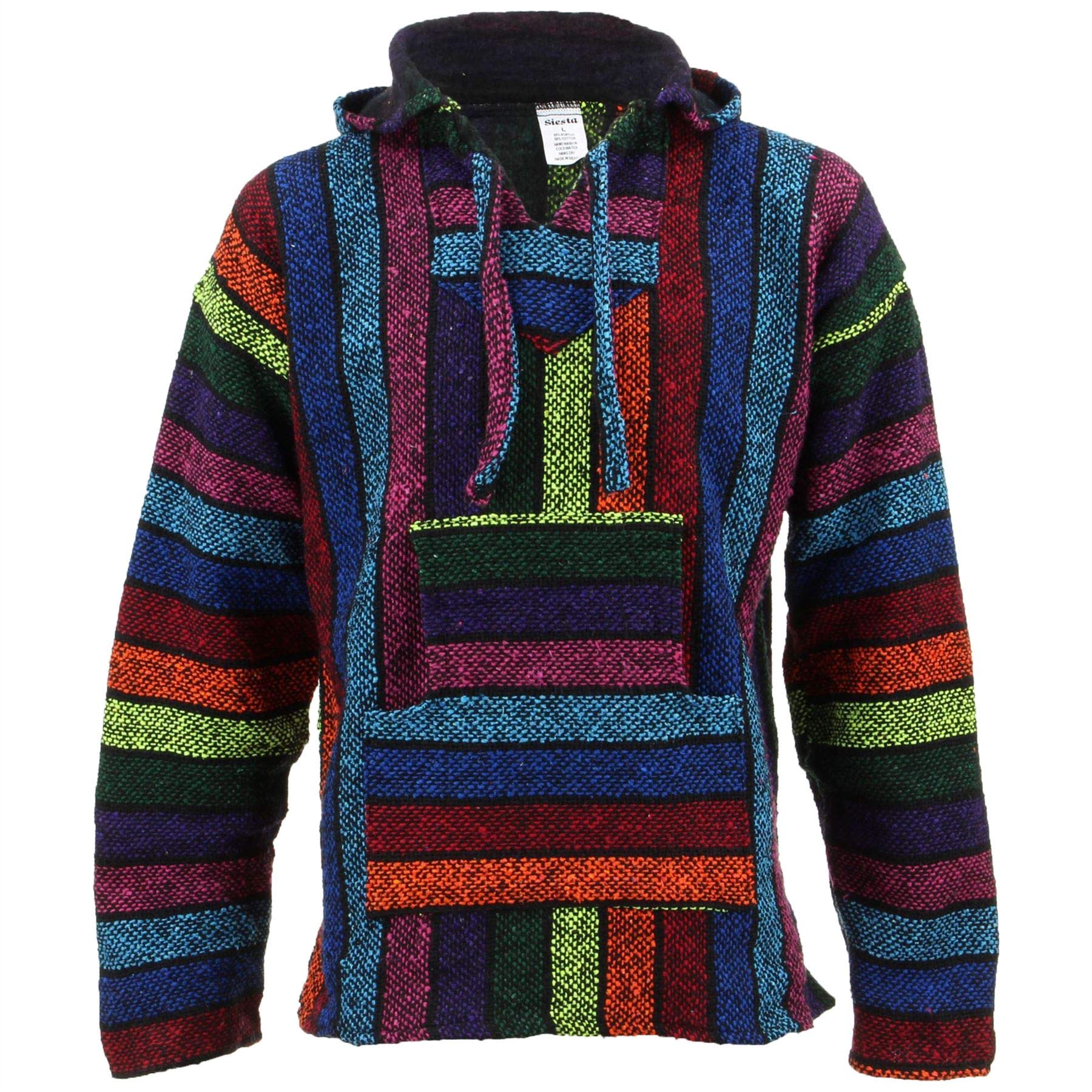 SiestaMexican Baja Jerga Hoody - Rainbow (Medium)
