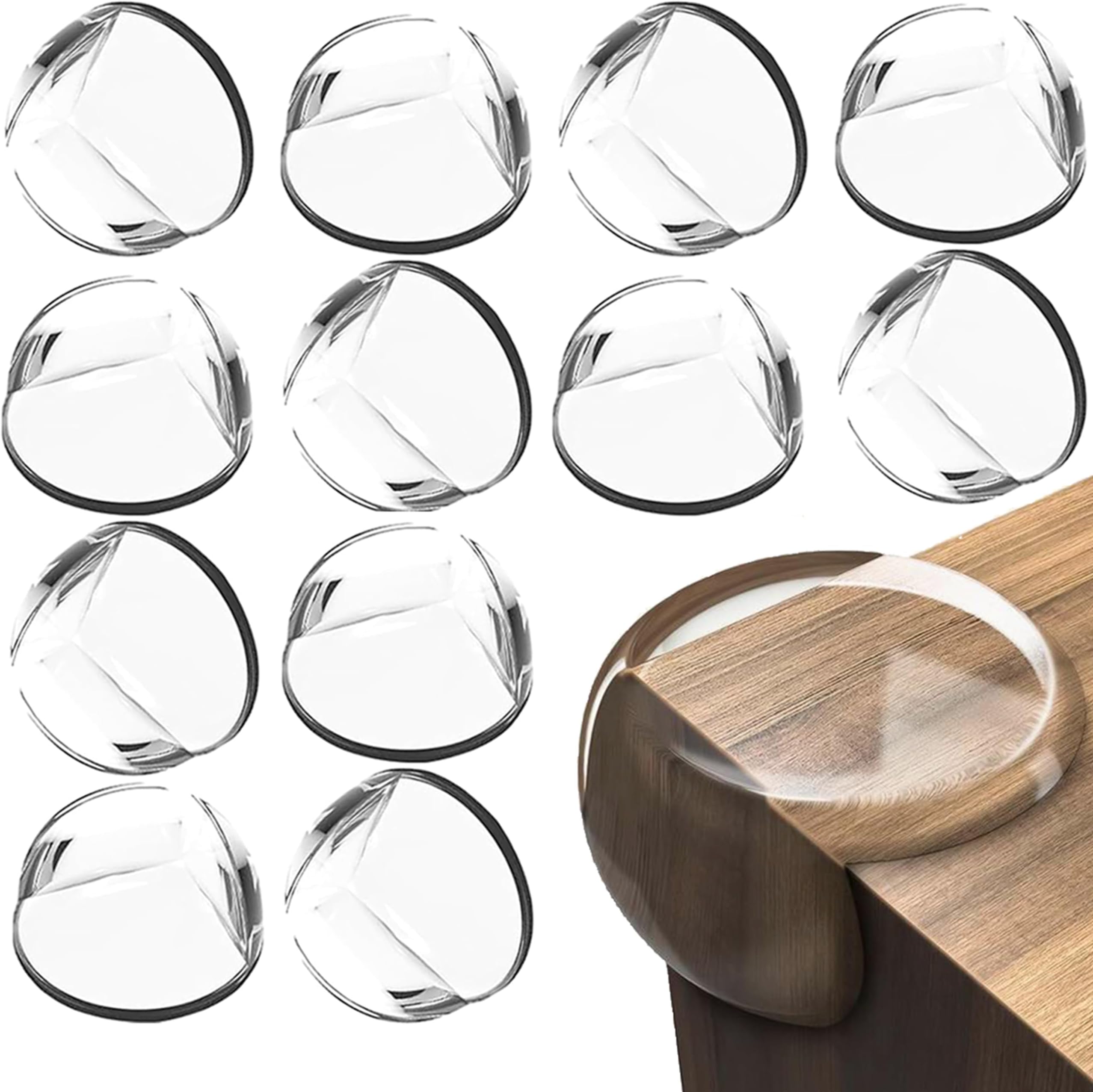 Baby Proofing Corner Guards โ 12PCS Clear Table Edge Protectors for Kids, Strong Adhesive Safety Guards for Furniture, Includes Backup Tape