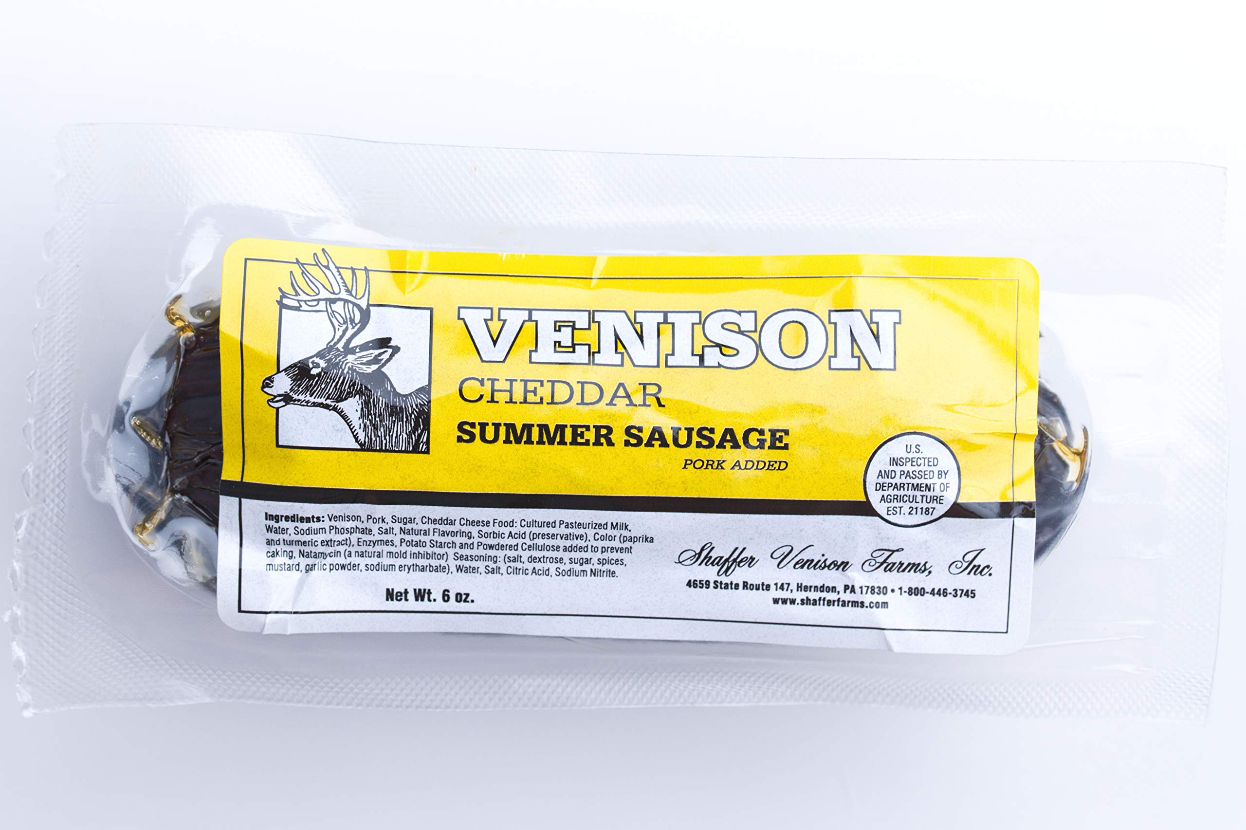 Venison Cheddar 6 oz Summer Sausage