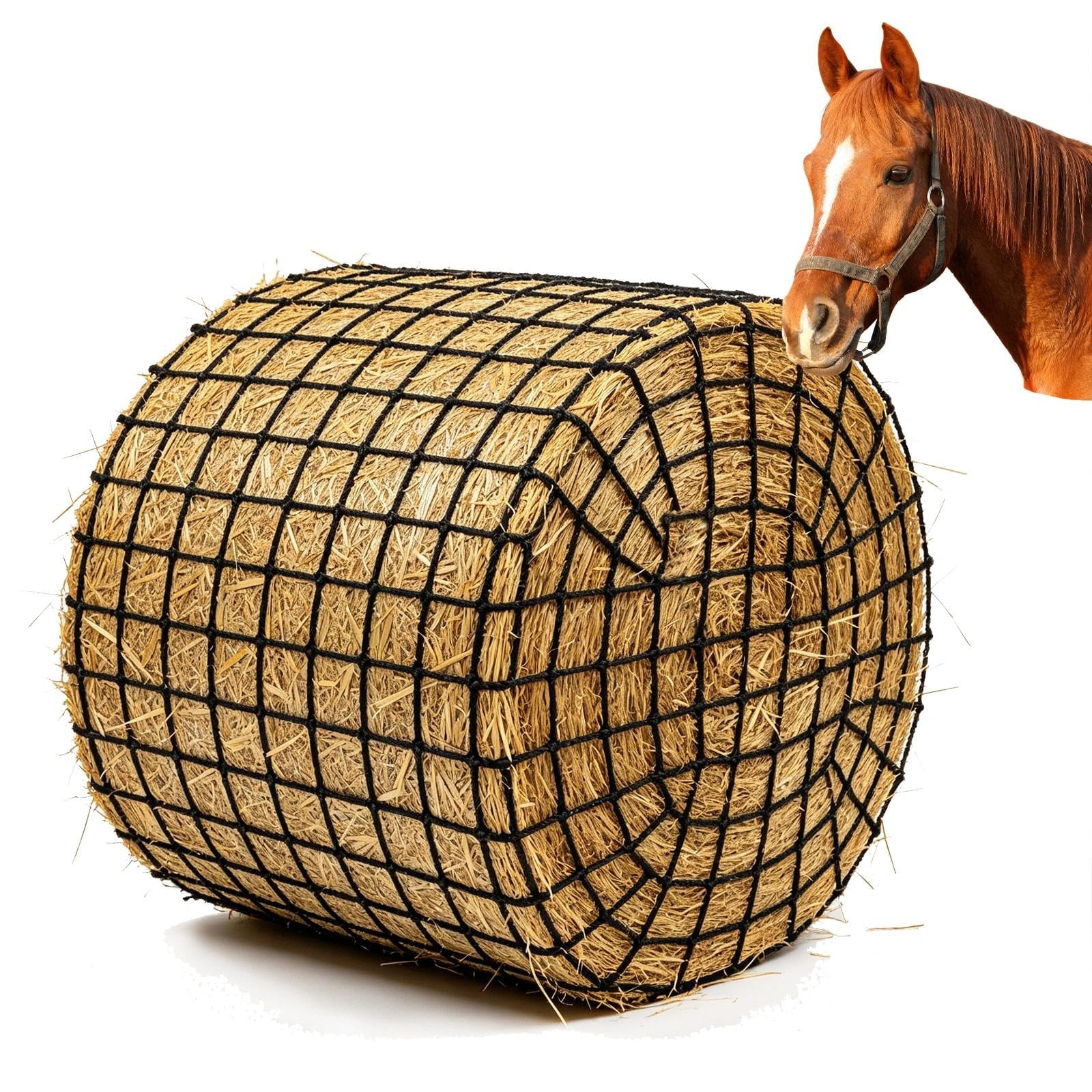 Heunetz Rundballen ø 150 cm, Heunetz für Pferde, Maschenweite 5 x 5 cm | Heunetz für Pferde Rundballen, Stabiles Heunetz für Pferde, Verschleißfestes Heunetz für Pferde Rundballen Futternetz