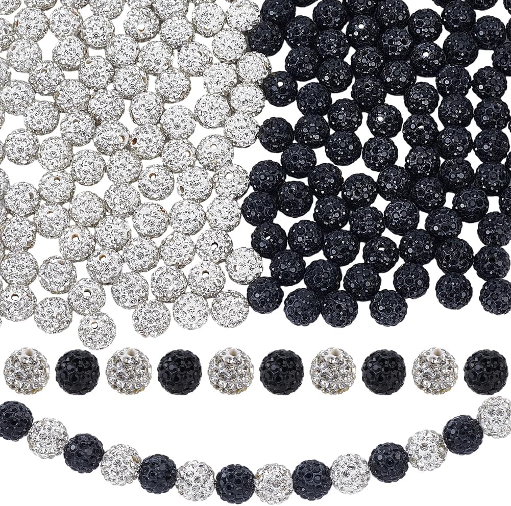1 Box 240pcs 24 Colors 10mm Round Resin Rhinestone Beads Sparkle Clay Rhinestones Bubblegum Pave Disco Ball Loose Spacer Bead Charm Bulk for Jewelry Making Necklace Decor DIY Craft Supply