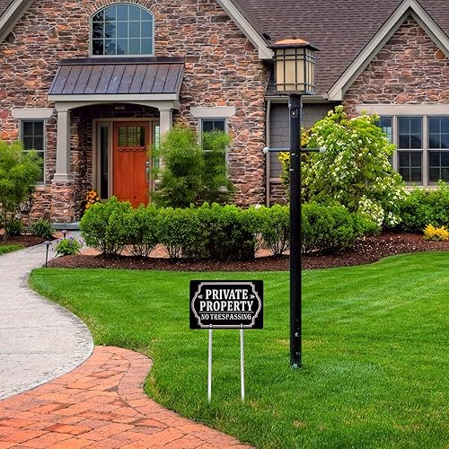 Miniatura 6 de Kichwit Private Property - Letrero de doble cara, aluminio, construcción de metal, mide 11.8 x 7.9 pulgadas, estacas de metal de 14 pulgadas de