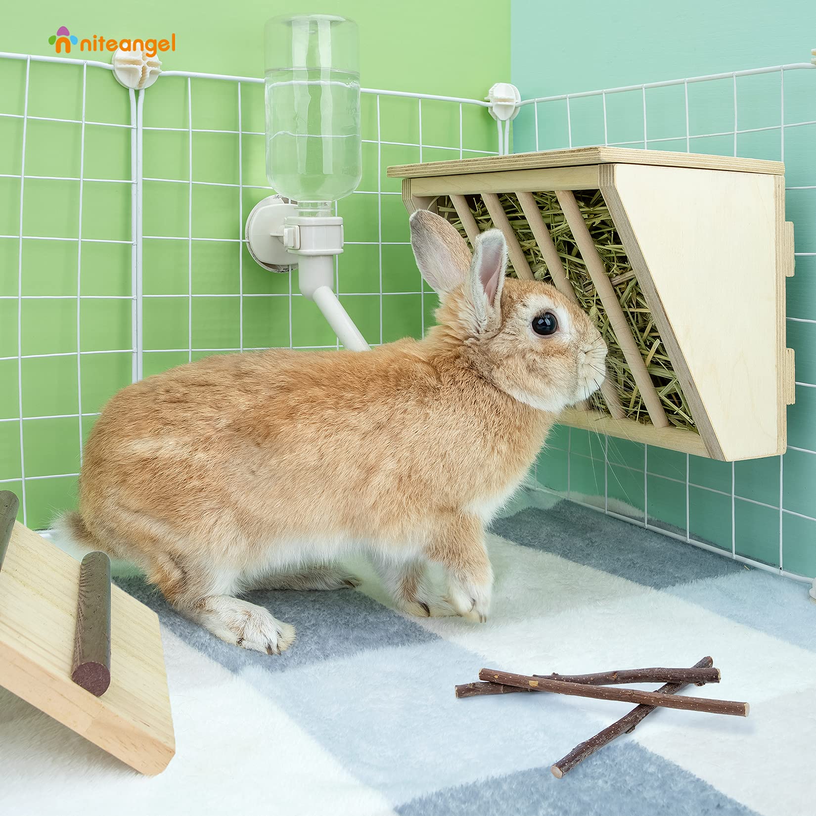 Niteangel Pet Wooden Hay Manger with Seat, Large Size, 9-7/8'' x 6-3/4'' x 8'' (Plywood) - image 3