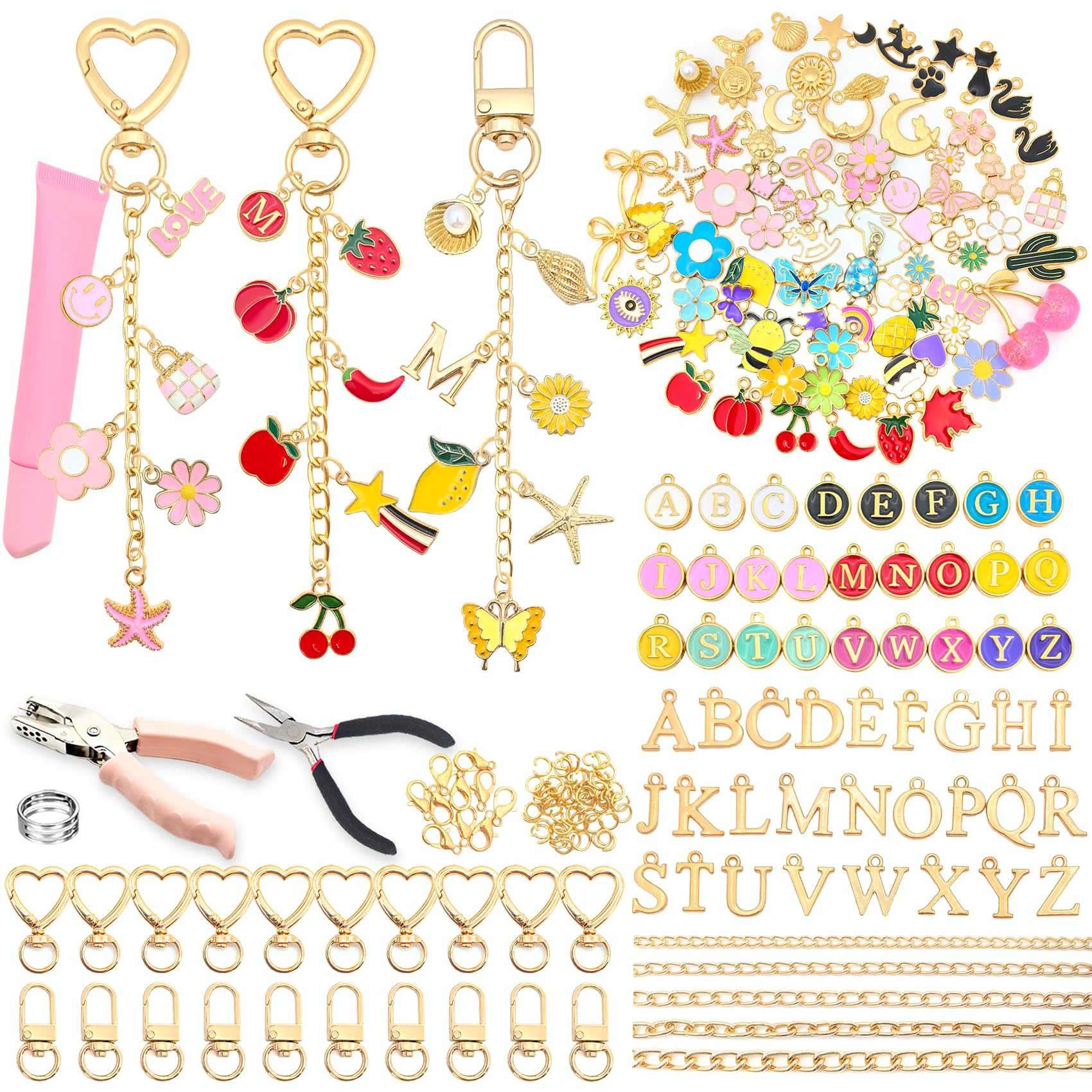 DIY Lip Gloss Charms Keychain Kit - 328 Pieces -1 DIY Lip Gloss Charms Keychain Kit - 328 Pieces -1