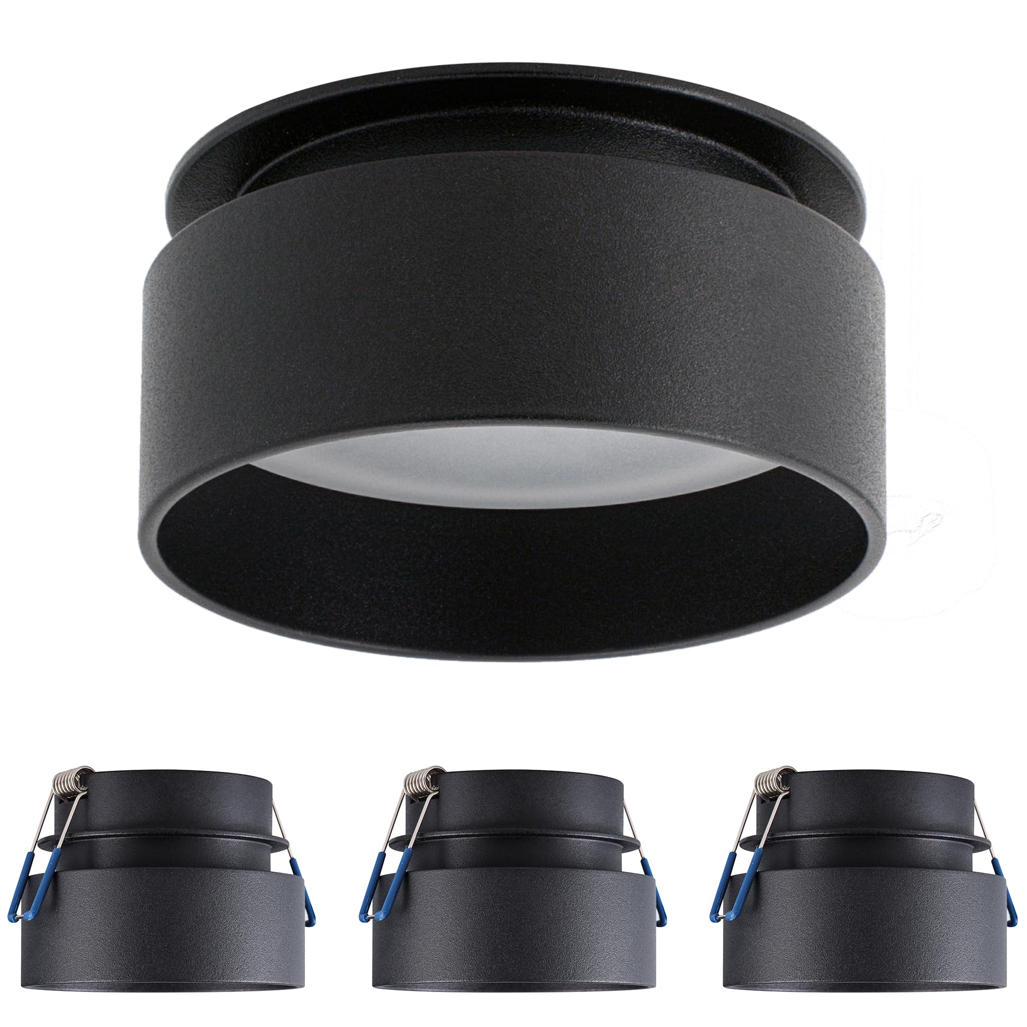 SSC-LUXon Sudara Einbauspot 4 Stück schwarz indirekt | Vier Design-Deckenspots schwarz mit indirektem Up-Down-Licht - für Flur & Wohnzimmer, GU10 oder LED-Modul (ohne Leuchtmittel)