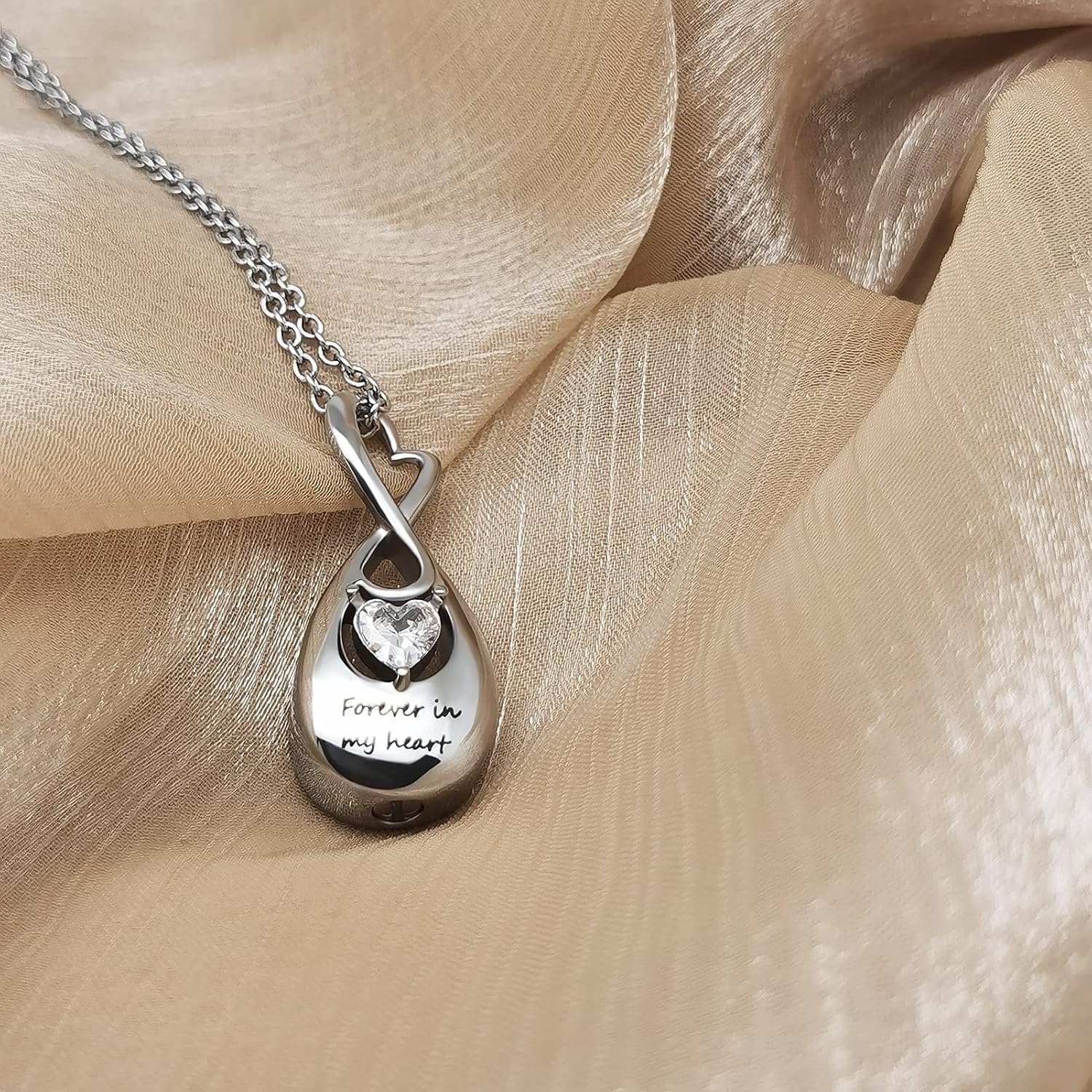 Infinity Cremation Jewelry for Ashes Teardrop Urn Necklace Pendants Ashes Holder Memorial Keepsake for Women Men Pet - Image 4