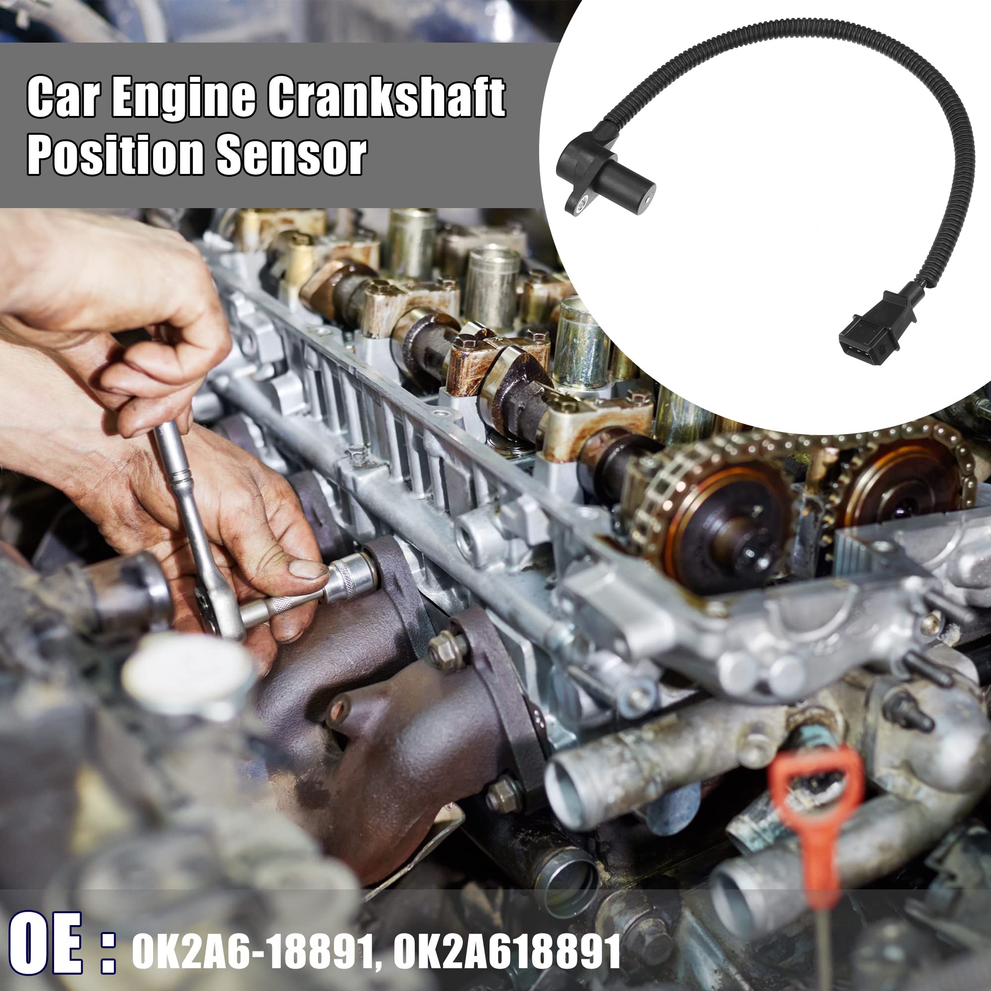 X AUTOHAUX Car Engine Crankshaft Position Sensor 0K2A6-18891