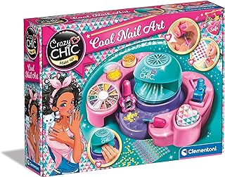 Clementoni Crazy Chic Cool Nail Art - DIY Nail Design Set for Children from 6 Years - Creative Toy Including Nail Polishes, Stickers, Glitter & Nail Dryer 18599