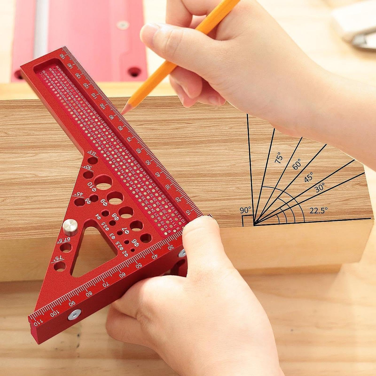Regla de Medición Multiángulo 3D, Regla Triangular para Carpintero