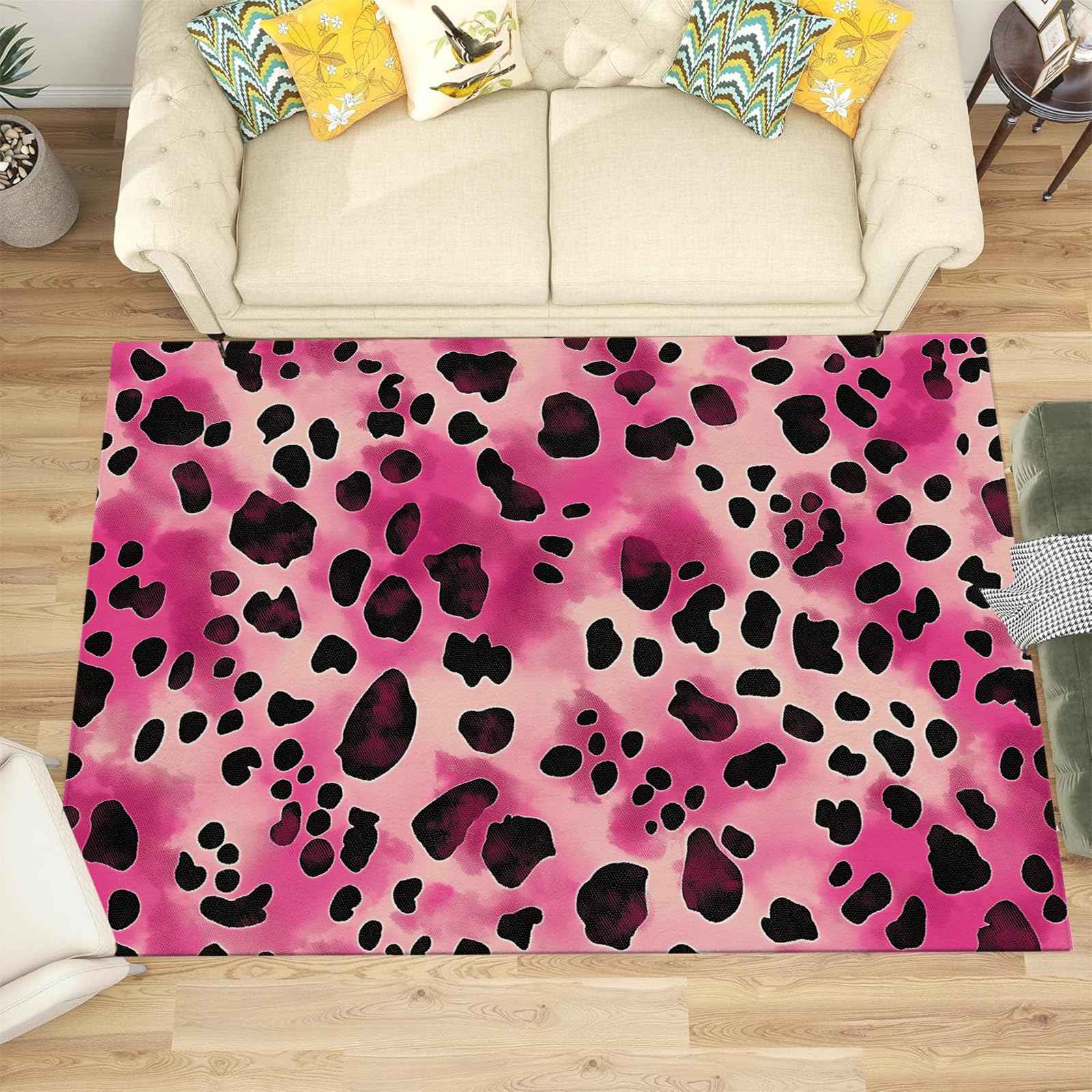 Tapis de salon antidérapant imprimé léopard design moderne abstrait pour chambre