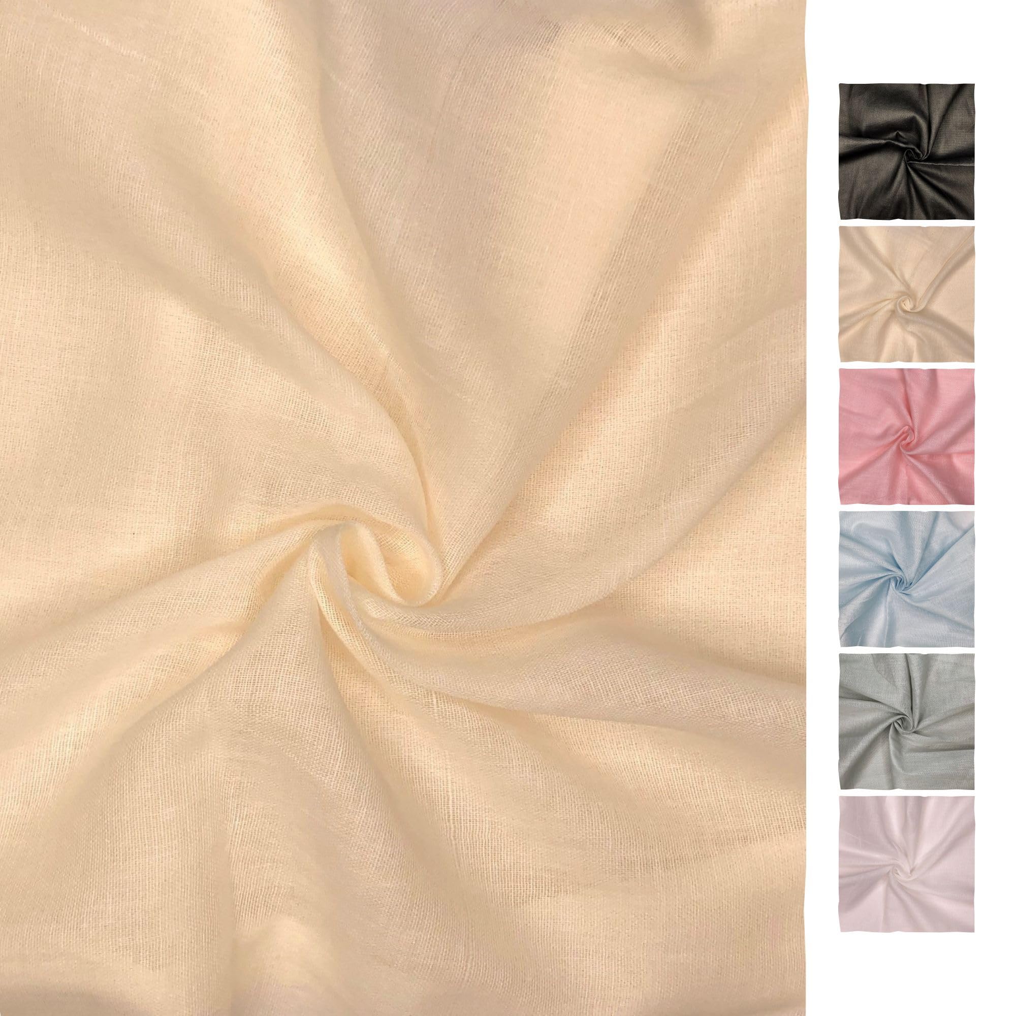 CraftsFabrics Premium Muslin Fabric 100% Cotton Cloth by The Metre – 150cm Wide Cheese Cloth for Cooking, Straining, Baking, Embroidery, Sewing & Crafts (65 GSM Muslin Fabric)