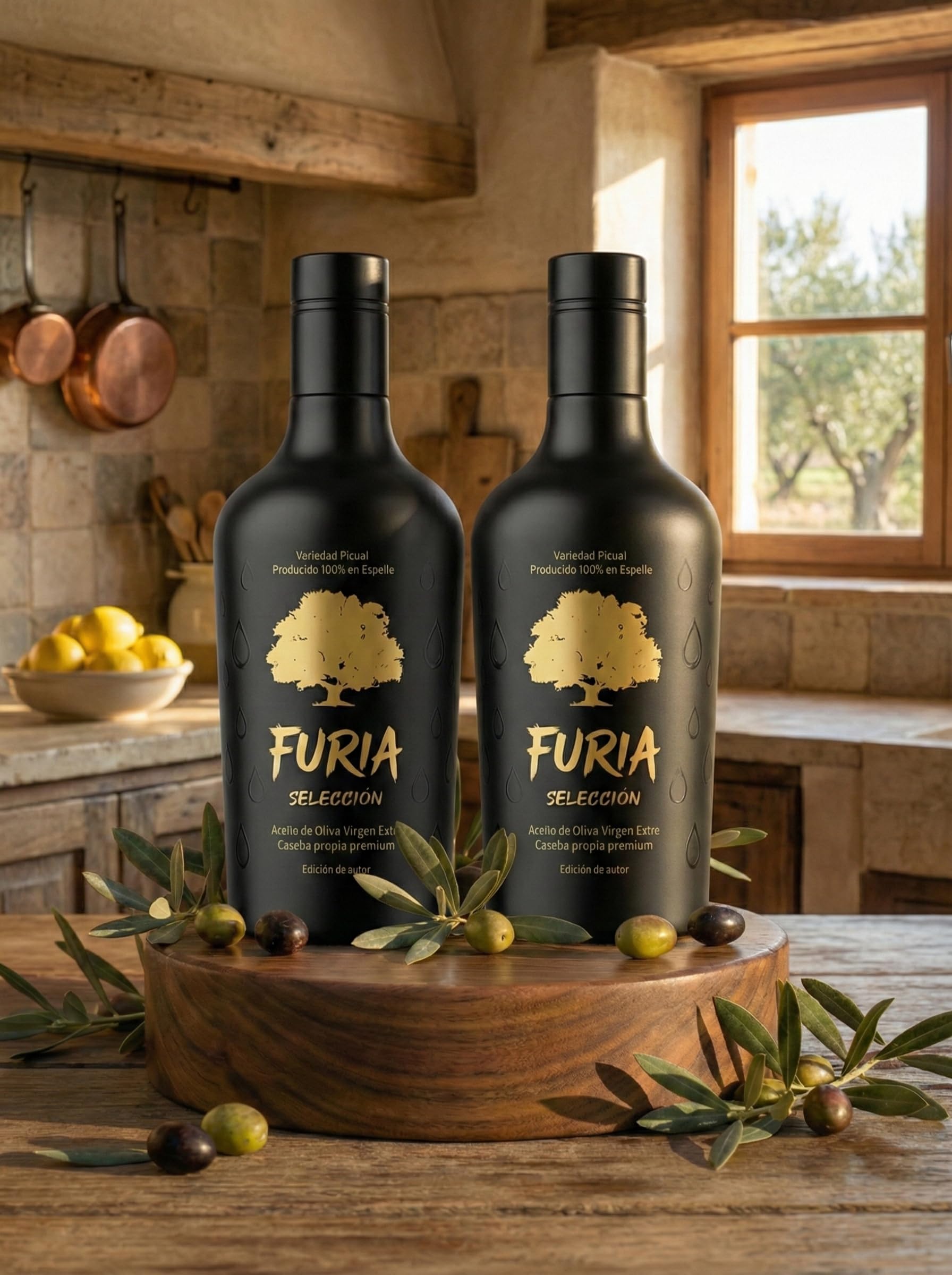 FURIA Selección Aceite de Oliva Virgen Extra Picual 500ml | AOVE 100% Picual Español Cosecha Propia | Extracción en Frío Sin Filtrar | Sabor Intenso Gourmet
