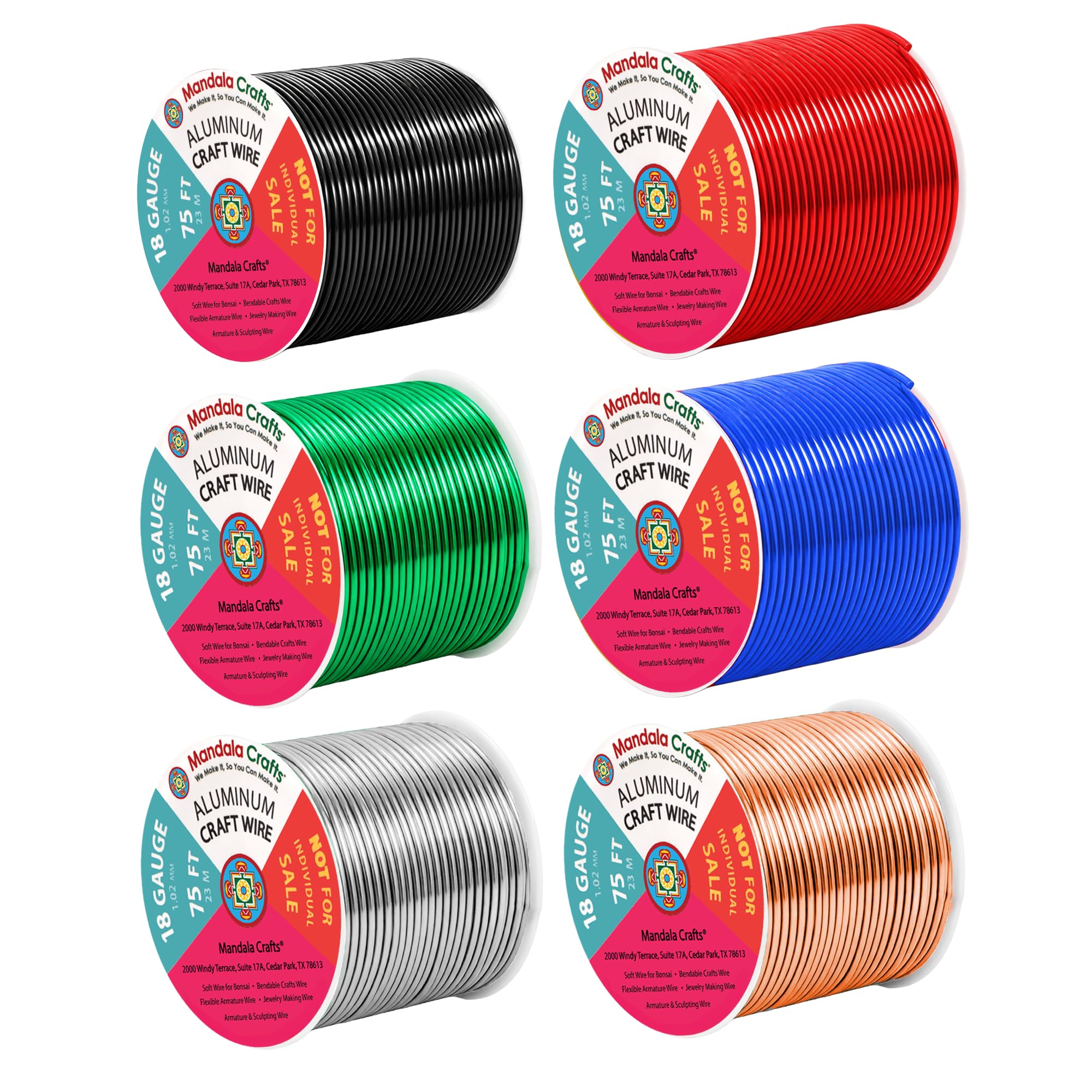 Mandala Crafts 18 GA Black Red Green Assorted Anodized Aluminum Craft Wire