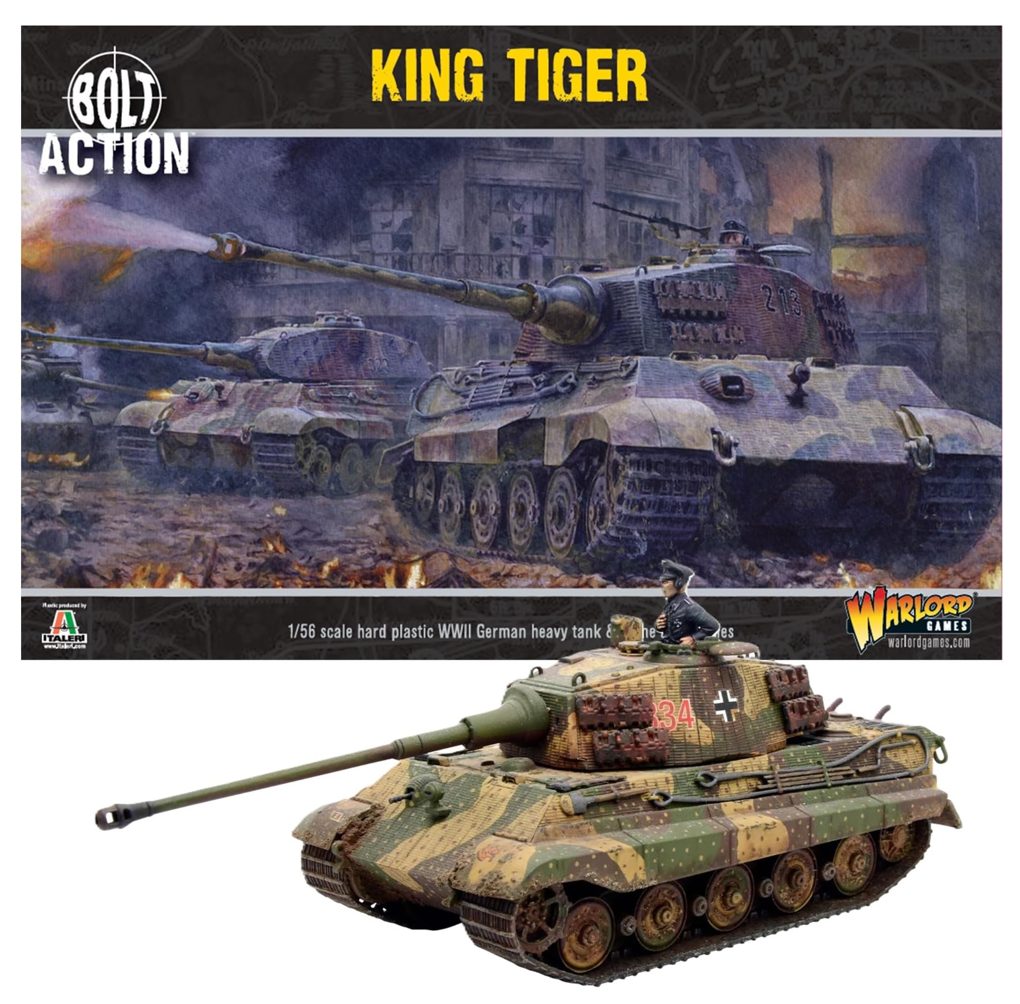 Warlord Games King Tiger - 1:56 / 28mm German Army Plastic Scale Model Tank for Bolt Action Highly Detailed World War 2 Miniatures