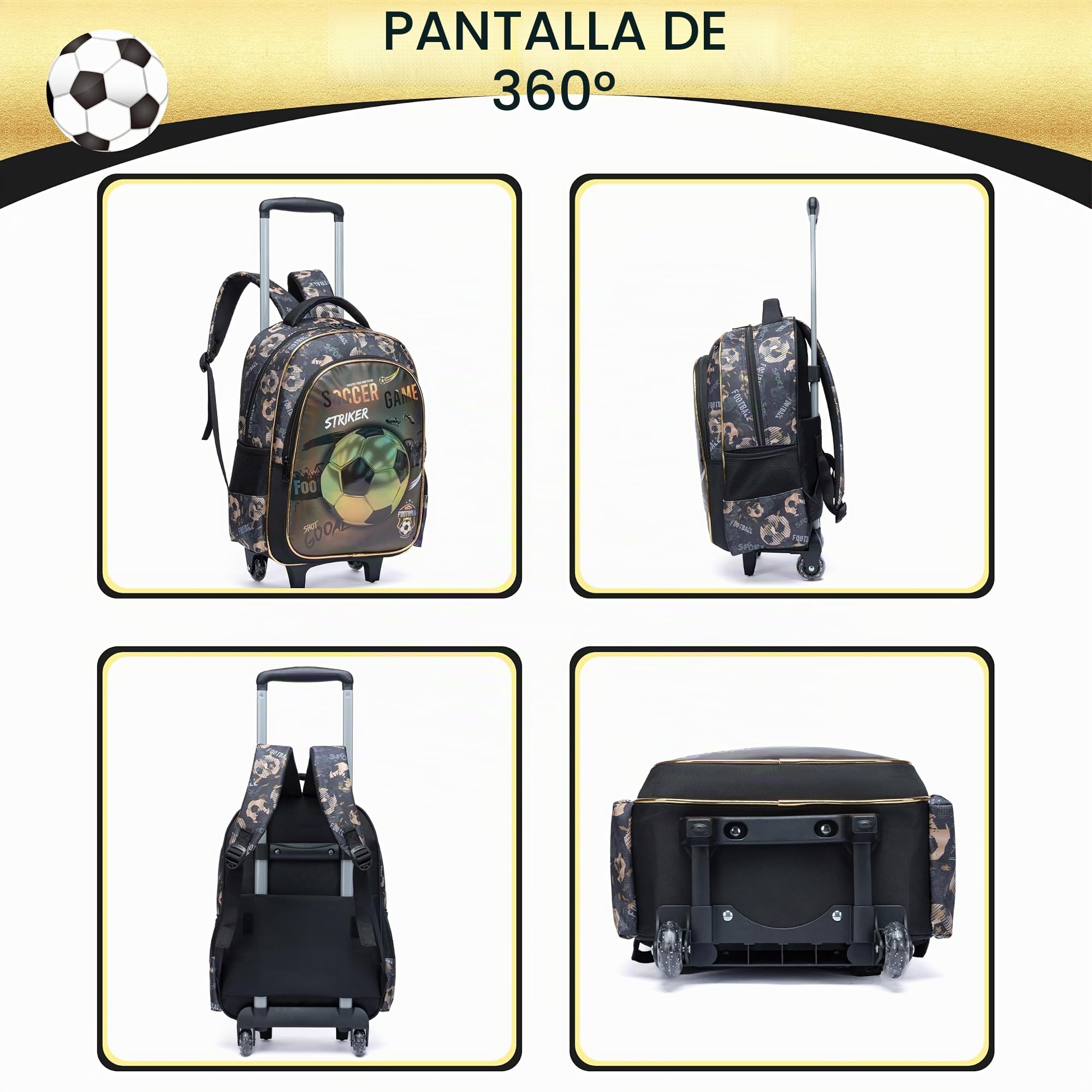 HTgroce Mochila Escolar Con Ruedas Niña Trolley Escolar para Niñas con Bolsa de Almuerzo Estuche
