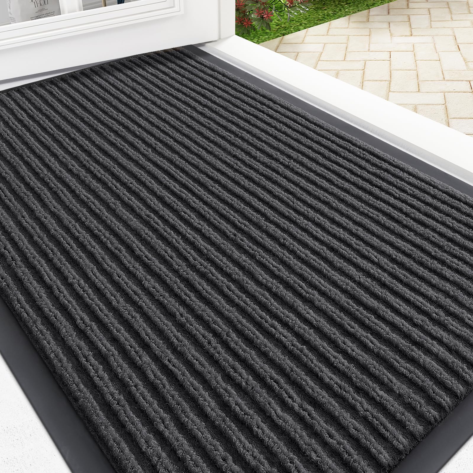 OLANLY Front Door Mat Indoor Outdoor Entrance, Waterproof Heavy Duty Doormat, Fade Resistant, Low Profile, Easy Clean Patio Porch Welcome Floor Mats for Entry, 29.5x17, Beige — view 68