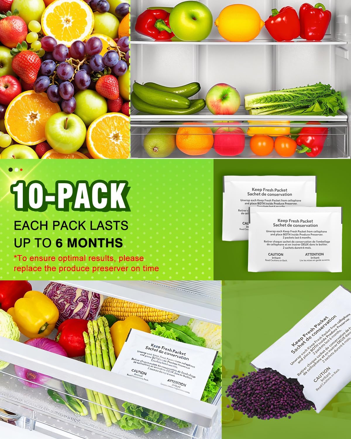 10 Packets- 5 Pack W10346771A Refrigerator Produce Saver Refills Compatible with Fresh Flow Refrigerator Air Filter, Fridge Deodorizer Fit 2117689 AH3503014 EA3503014 PS3503014 P1KC6R1