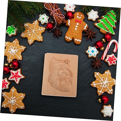 Miniatura 3 de Didiseaon Molde de galletas de madera para galletas de madera para pastel de Papá Noel, moldes de vacaciones, sello de galletas talladas, utensilios