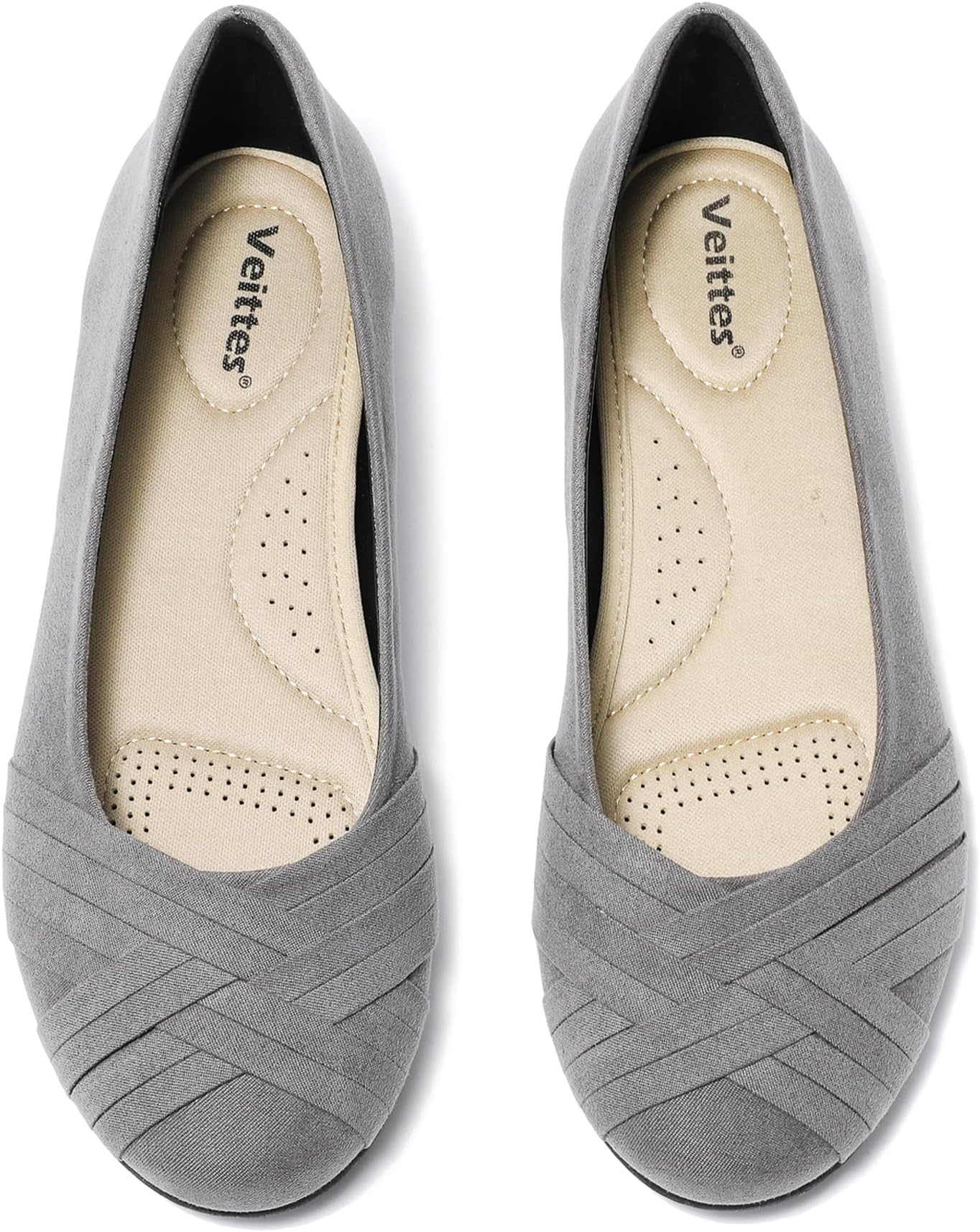 Women's Wide Width Flats Shoes - Fashionable Casual Round Toe Slip-on Comfortable Ballet Shoes.