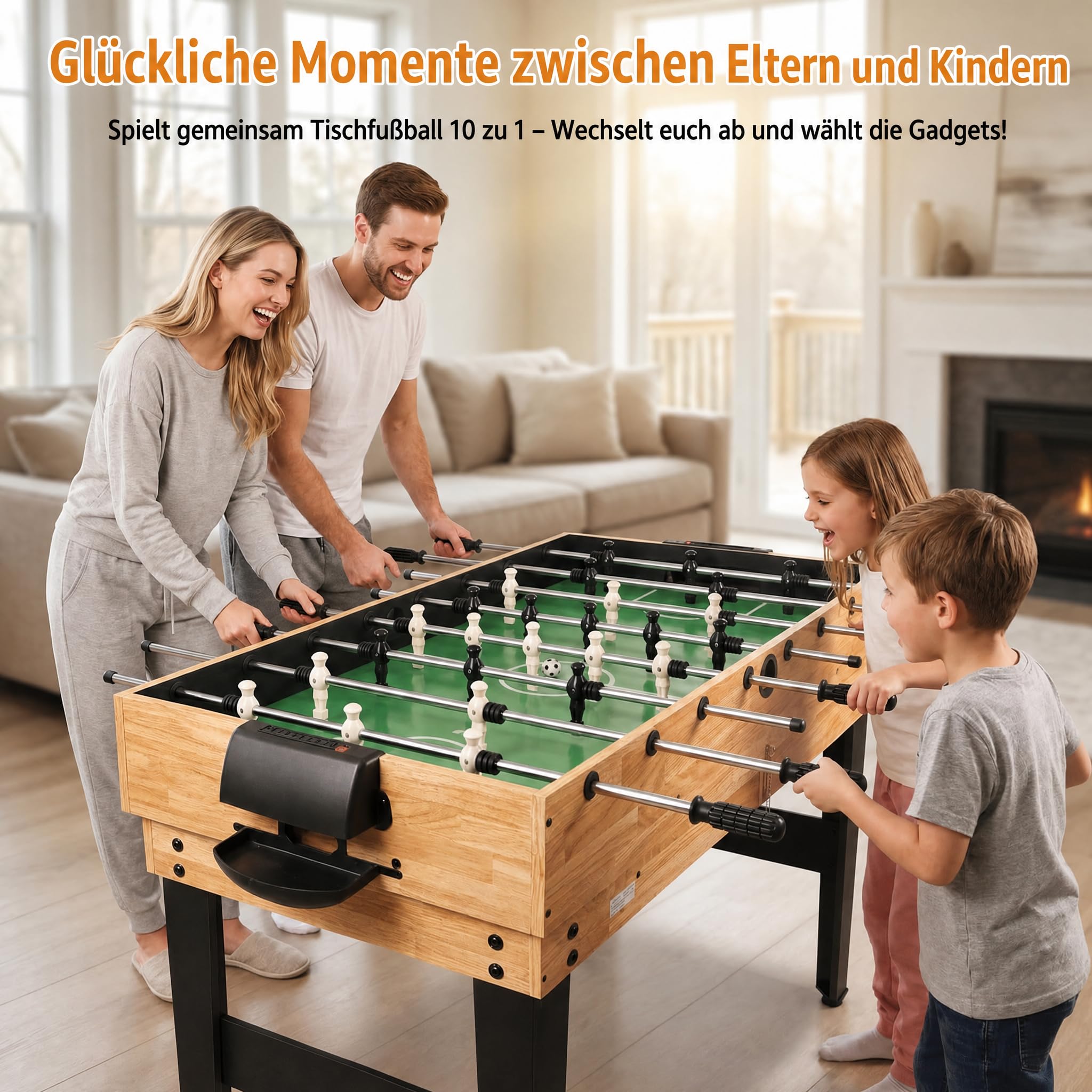 hotsizz 10-in-1 Multi-Spieltisch mit Tischfußball, Tischtennis, Billardtisch, Air Hockey und mehr, 121 × 61 × 73 cm, geeignet für Erwachsene und Kinder.
