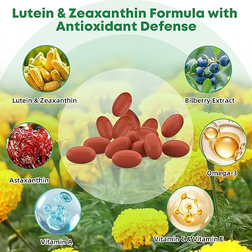 Miniatura 2 de Suplemento de luteína y zeaxantina, vitaminas de luteína para los ojos que apoyan la claridad de la visión, salud macular, comodidad para los ojos
