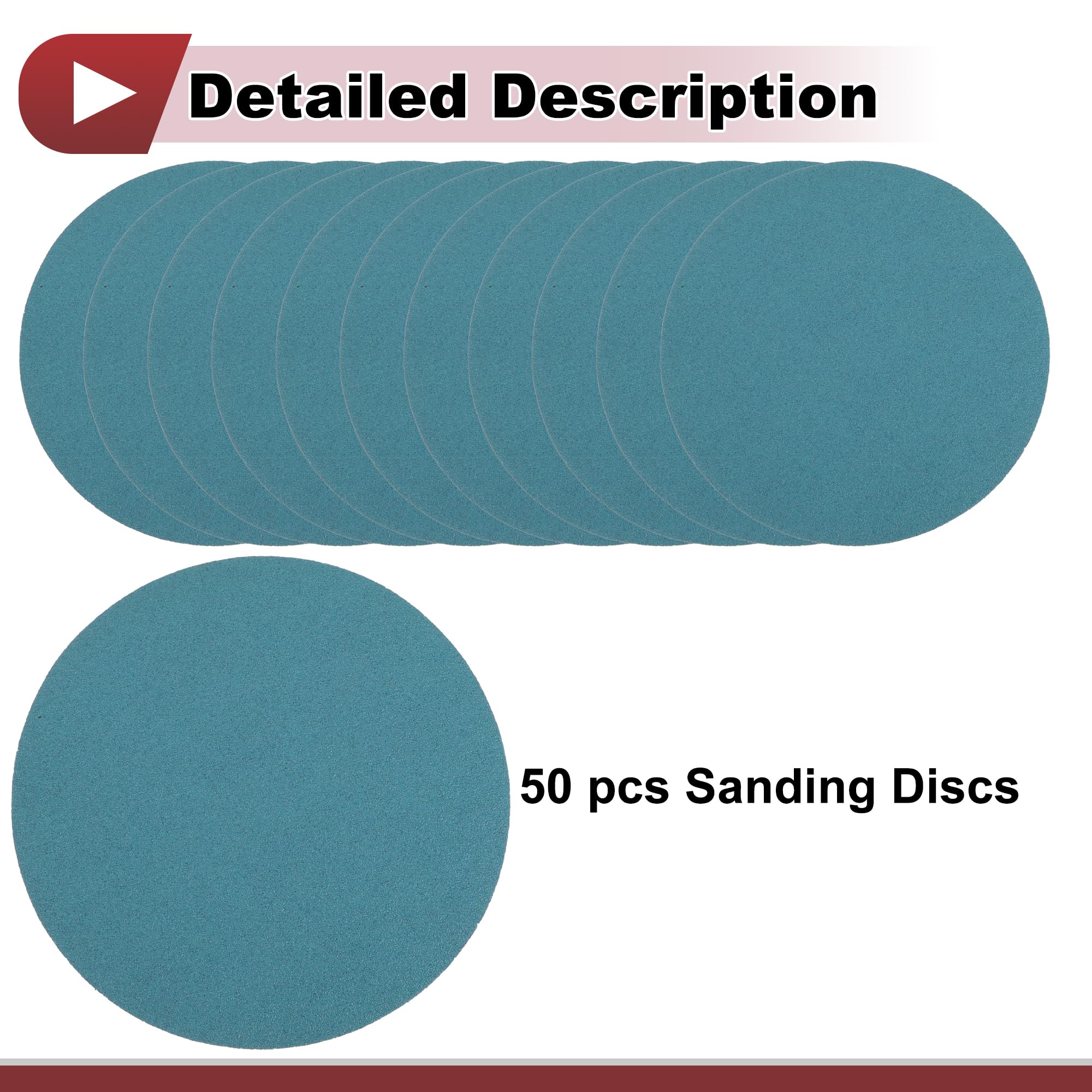 HEROFFIX 50 Pcs Car Wood Sanding Discs Smoothing Hook & Loop Sandpaper for Woodworking Automotive Refinishing 5.91" 80 Grit Blue Zirconia Alumina - Image 4