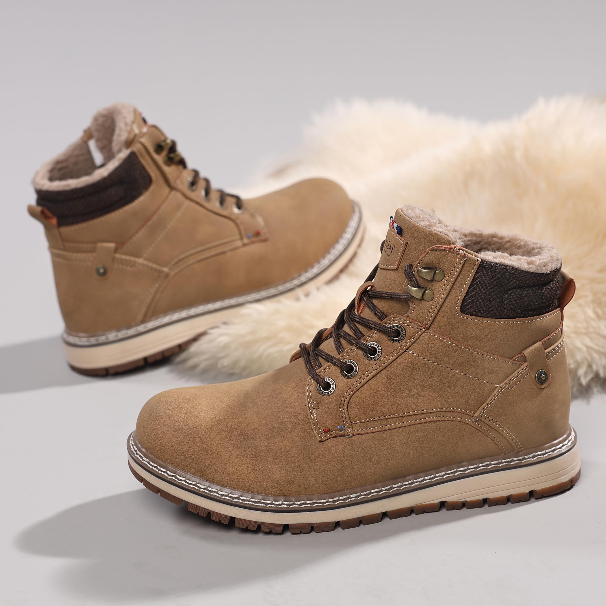 ANALEAF Herren Winterschuhe Warm Winterstiefel Draussen Schneestiefel | Rutschfeste Profilsohle, warmes Isolierfutter , ideal bei Eis, Schnee und im Winter-Outdoor-Einsatz