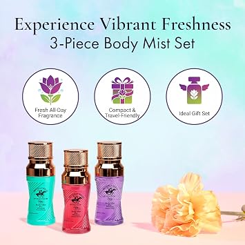 Beverly Hills Polo Club Womens Body Mist Set Limited Edition 3PC Collection Sexy(Diva, For Her & Star) | Long-Lasting Fragrance Sprays for Women | 3oz Each Refreshing Everyday Mist Trio