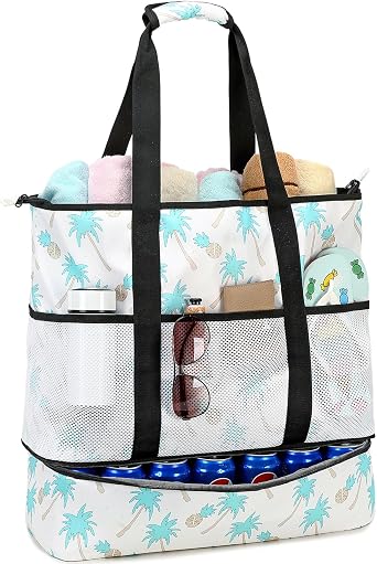 DSIUE Beach Bag with Cooler, Waterproof Sandproof Beach Tote Pool Bags for Women for Beach Vacation Essentials