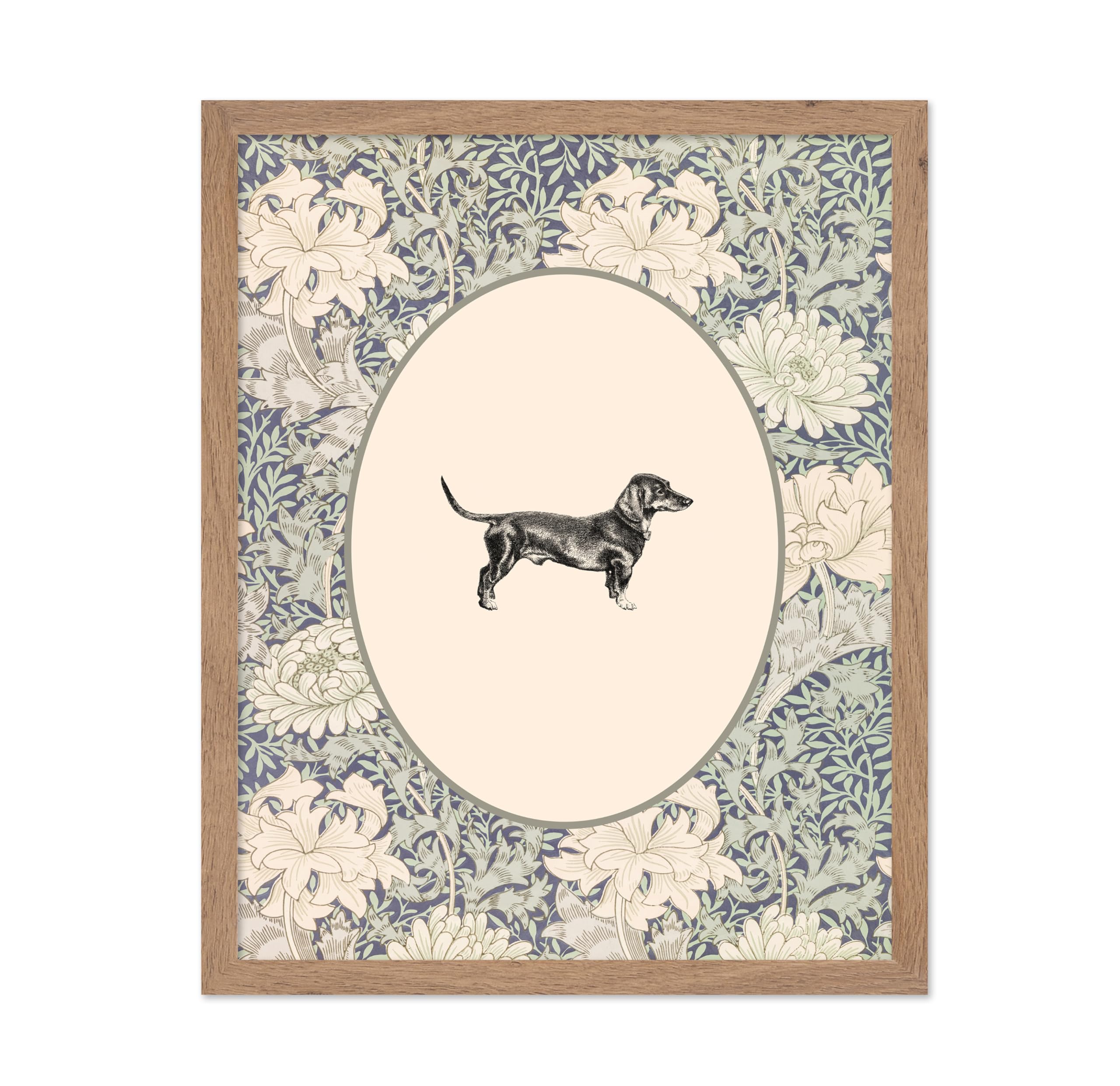 Poster Master Vintage Dachshunds Poster - Retro Weiner Dog Print - Dog Art - Floral & Flower Design - Animal Design - Chic Boho Print - Aesthetic