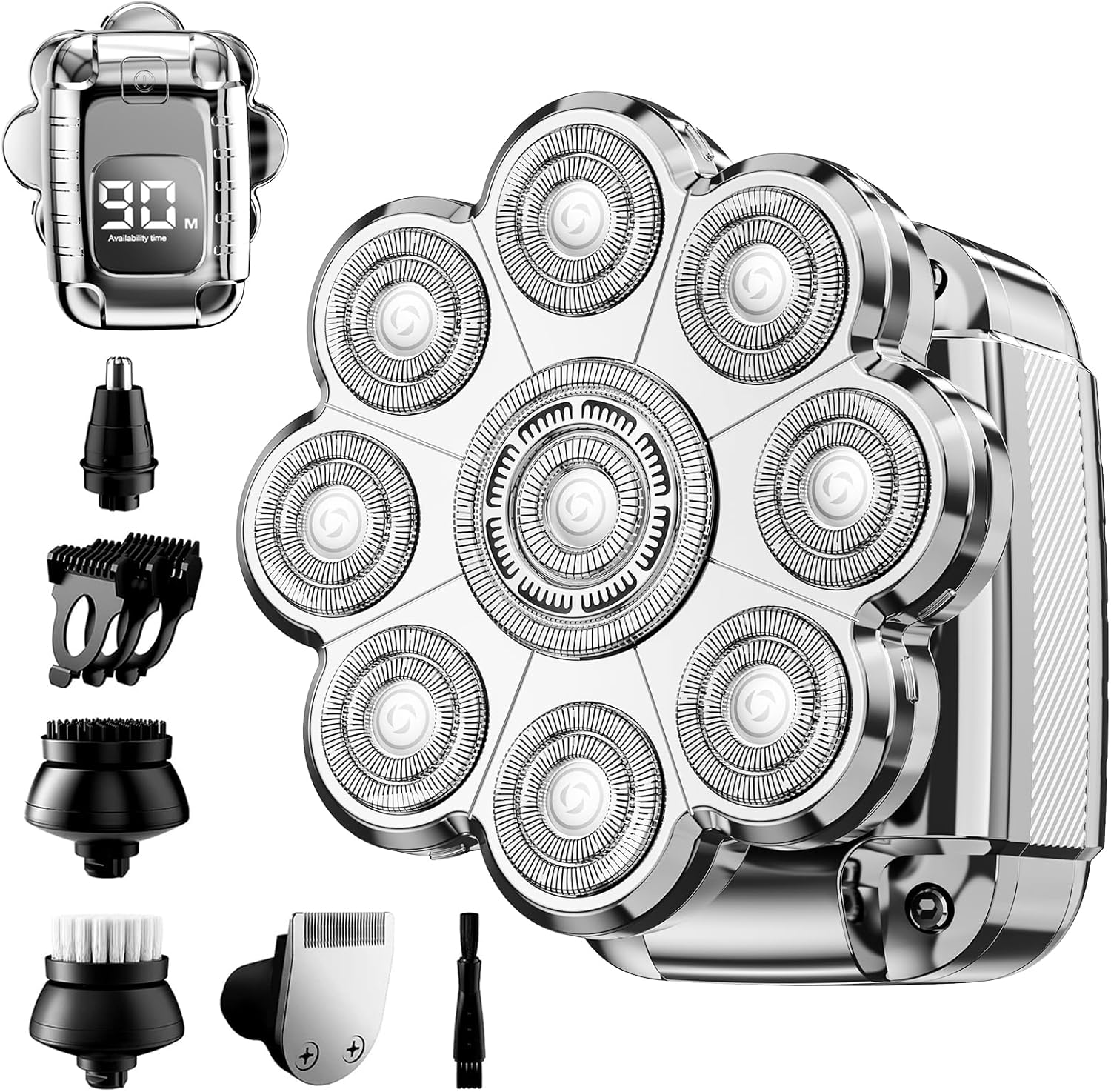 Head Shaver for Bald Men,2024 Upgrade 9-in-1 Men’s Electric Shaver Bald Head Shaver for Men,Electric Razor for Bald Men IPX7 Waterproof Rotary Shaver Grooming Kit with LED Display