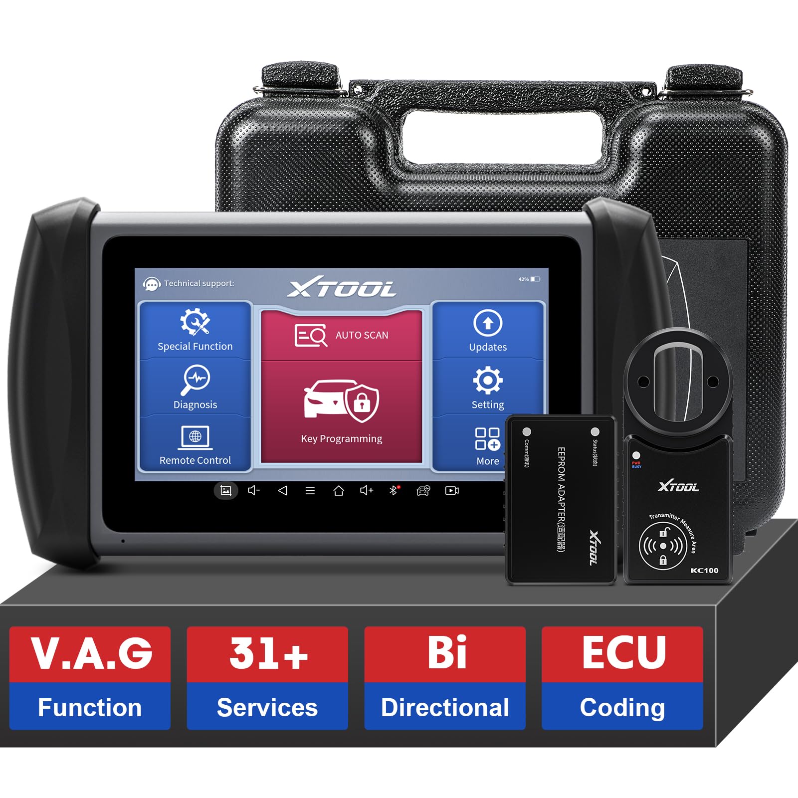 XTOOL InPlus IK618 Car Diagnostic Tool with KC100 (Valued ￡299), 4000+ Active Test, ECU Coding, 31+ Resets, All System Diagnoses, V.A.G Function, 2-Year Update, Upgrad of X100 Pad Plus
