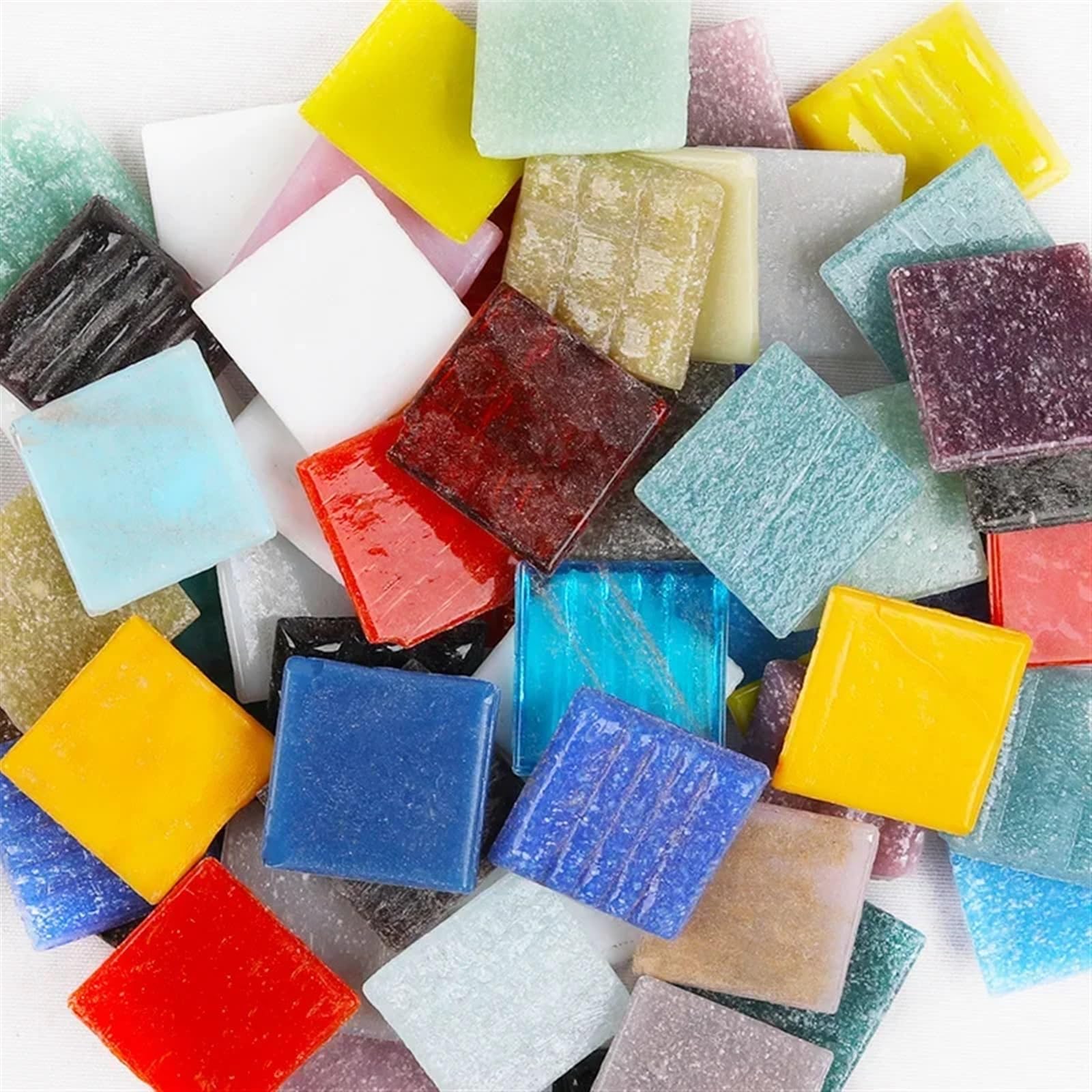 Meytxoa All Mixed Mosaic Tiles 85G/3Oz Approx.30pcs Mosaic Quartz Tiles 2Cm/0.78In Square Tile 0.4Cm/0.15In Thickness Diy Material Mixed Color