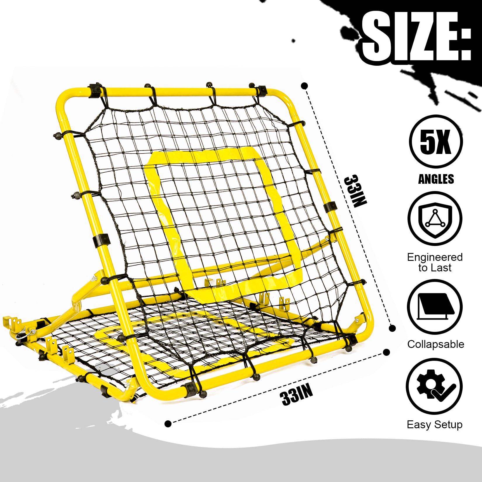 Storgem Baseball Softball Rebounder Net, Pitch Back Rebound Net,Soccer Rebound Net, Fielding Rebounder,Double Sided Adjustable Multi-Sports Pitching Rebound Net for Throwing Practice